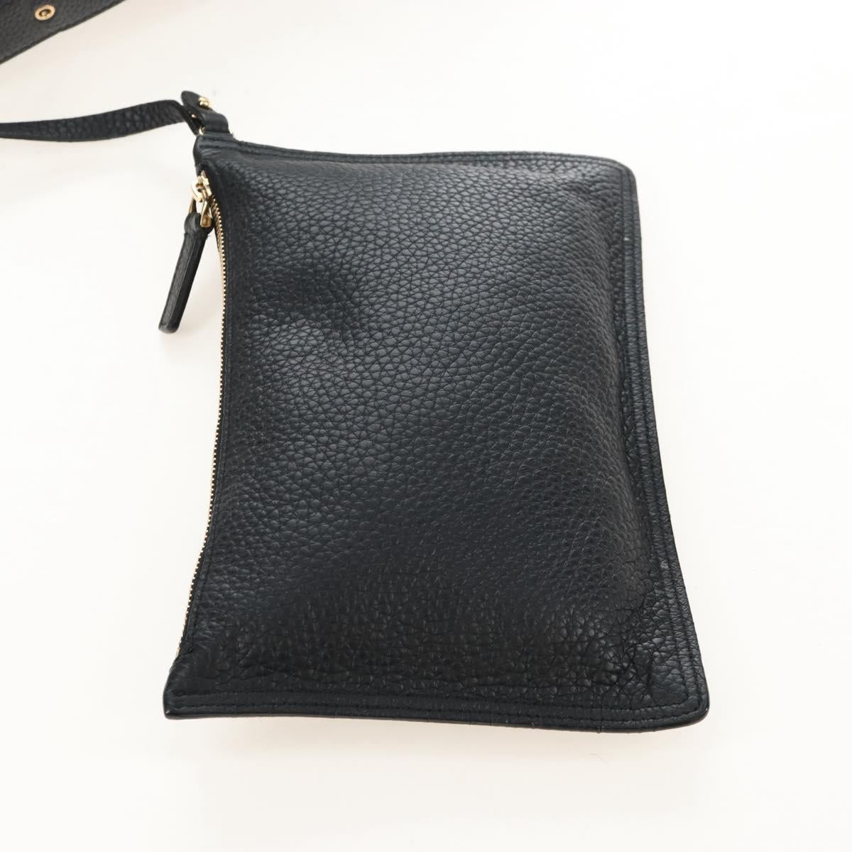 Salvatore Ferragamo Gancini Shoulder Bag Leather Black Gold Auth 213016M