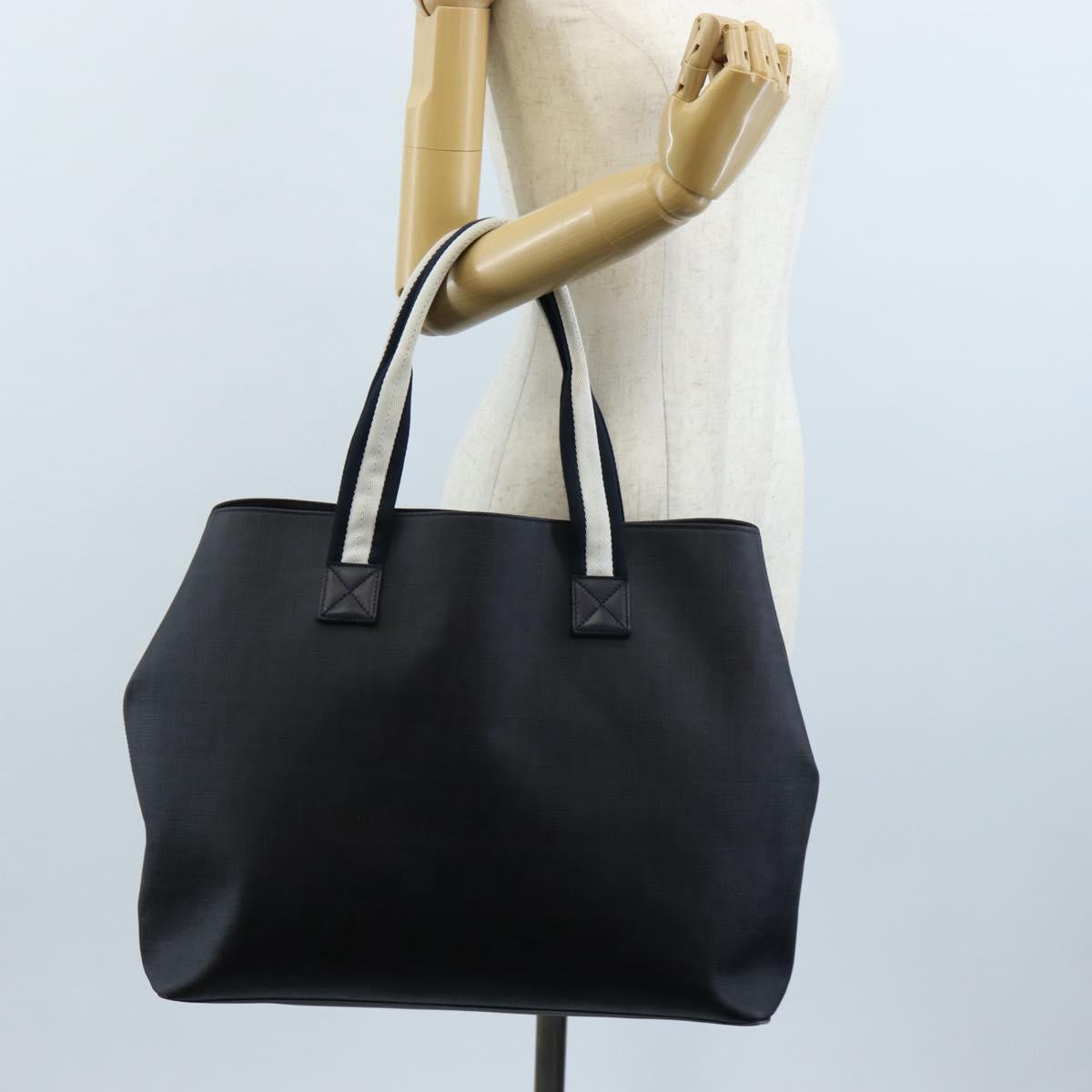 FENDI Zucca Canvas Hand Bag PVC Navy Silver 7VA271 Auth 213018V