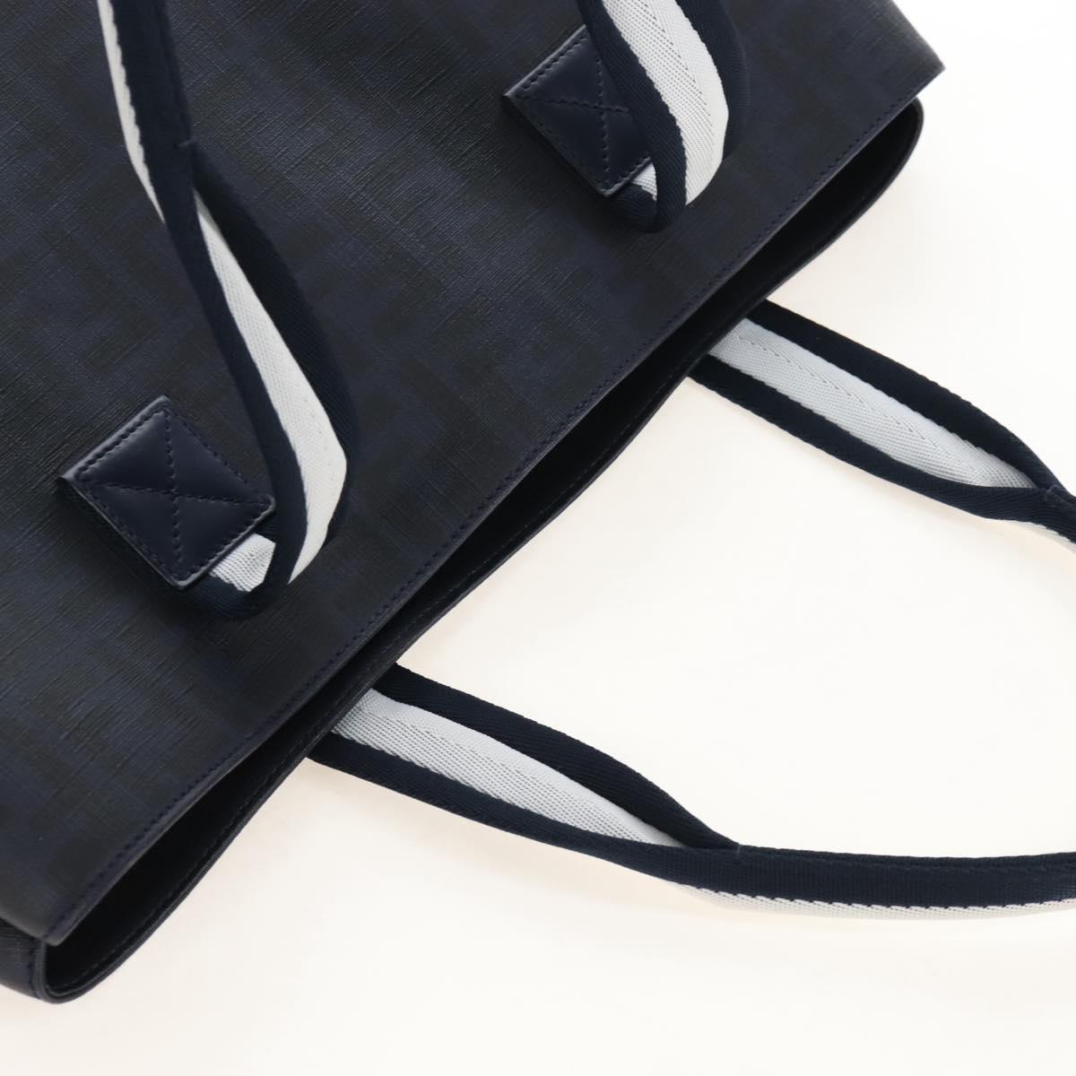 FENDI Zucca Canvas Hand Bag PVC Navy Silver 7VA271 Auth 213018V