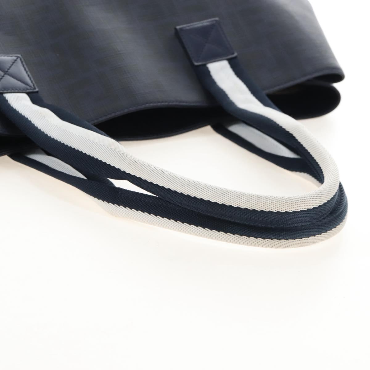 FENDI Zucca Canvas Hand Bag PVC Navy Silver 7VA271 Auth 213018V