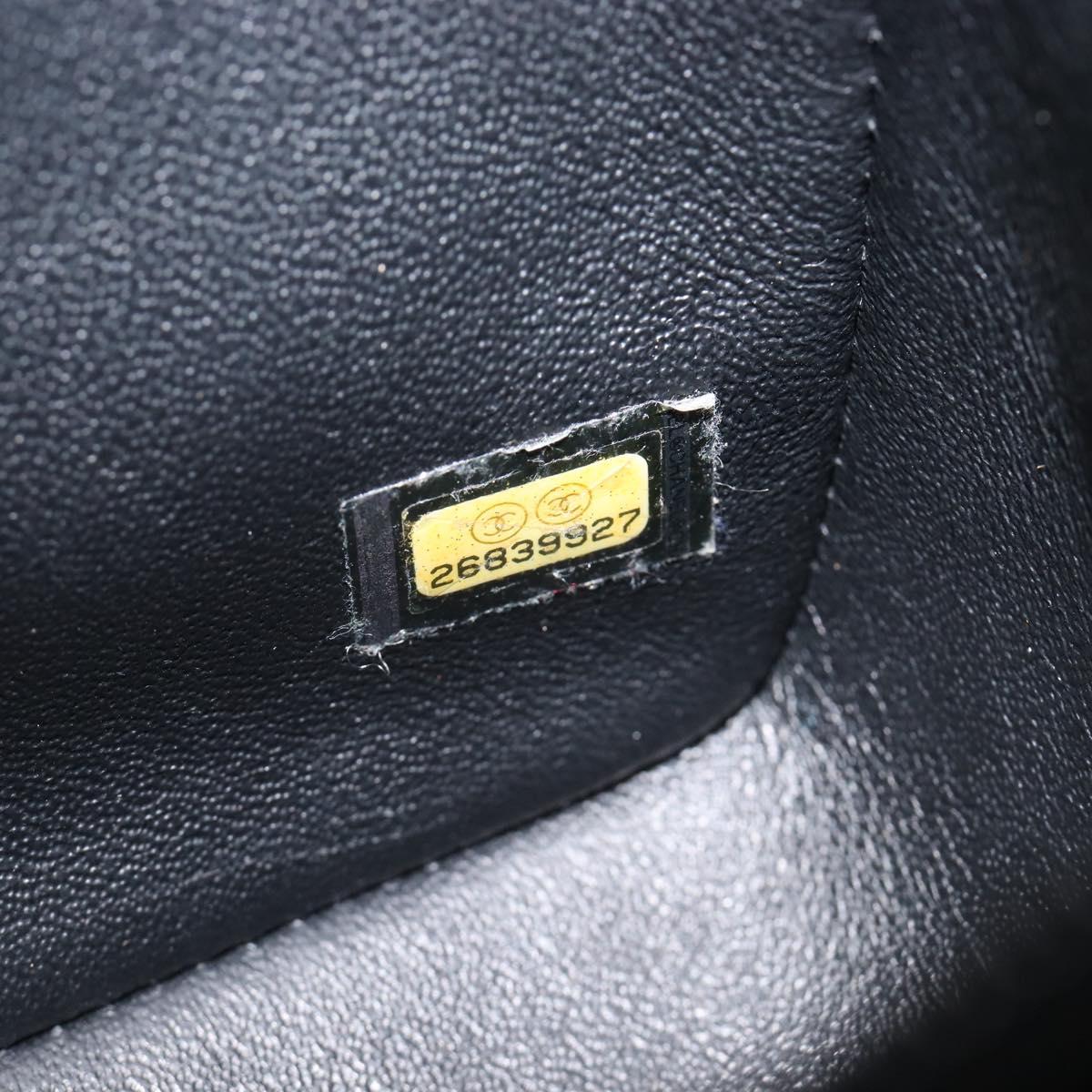 CHANEL Mini Matelasse 18 Chain Bag Lamb Skin Black Silver CC Auth 213019SM