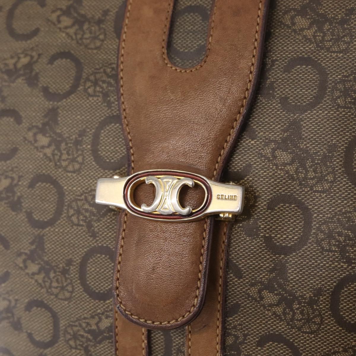 CELINE C Sulky Horse Carriage Shoulder Bag PVC Beige Gold Auth 213023