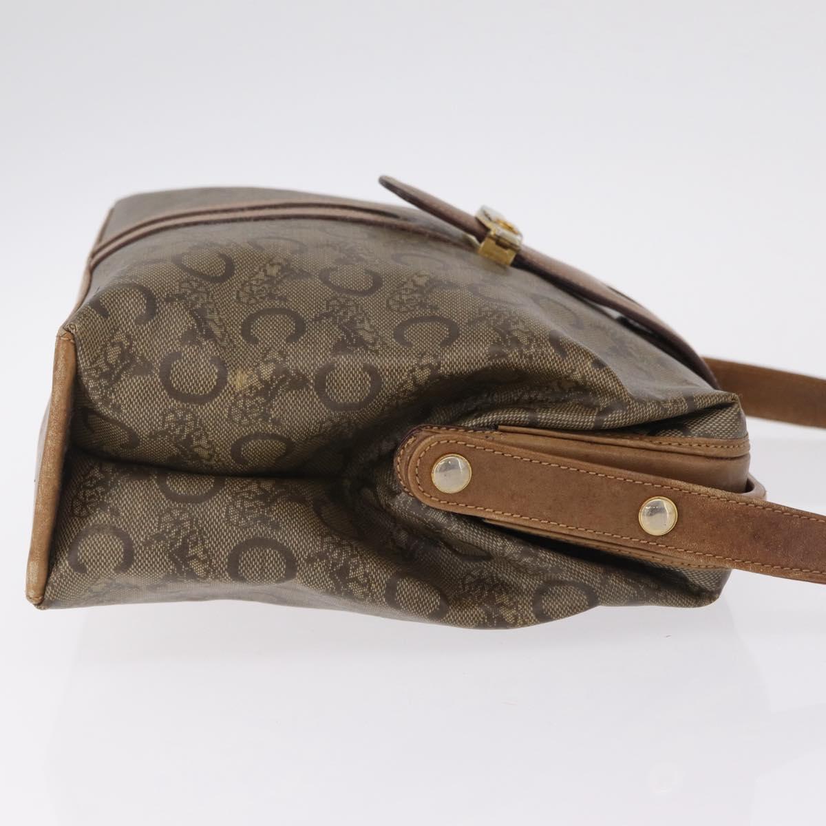 CELINE C Sulky Horse Carriage Shoulder Bag PVC Beige Gold Auth 213023