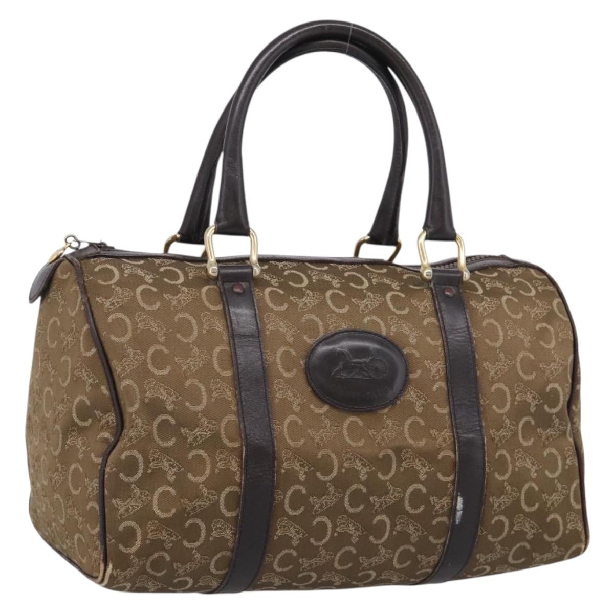 CELINE C Sulky Hand Bag Canvas Brown Gold Auth 213024
