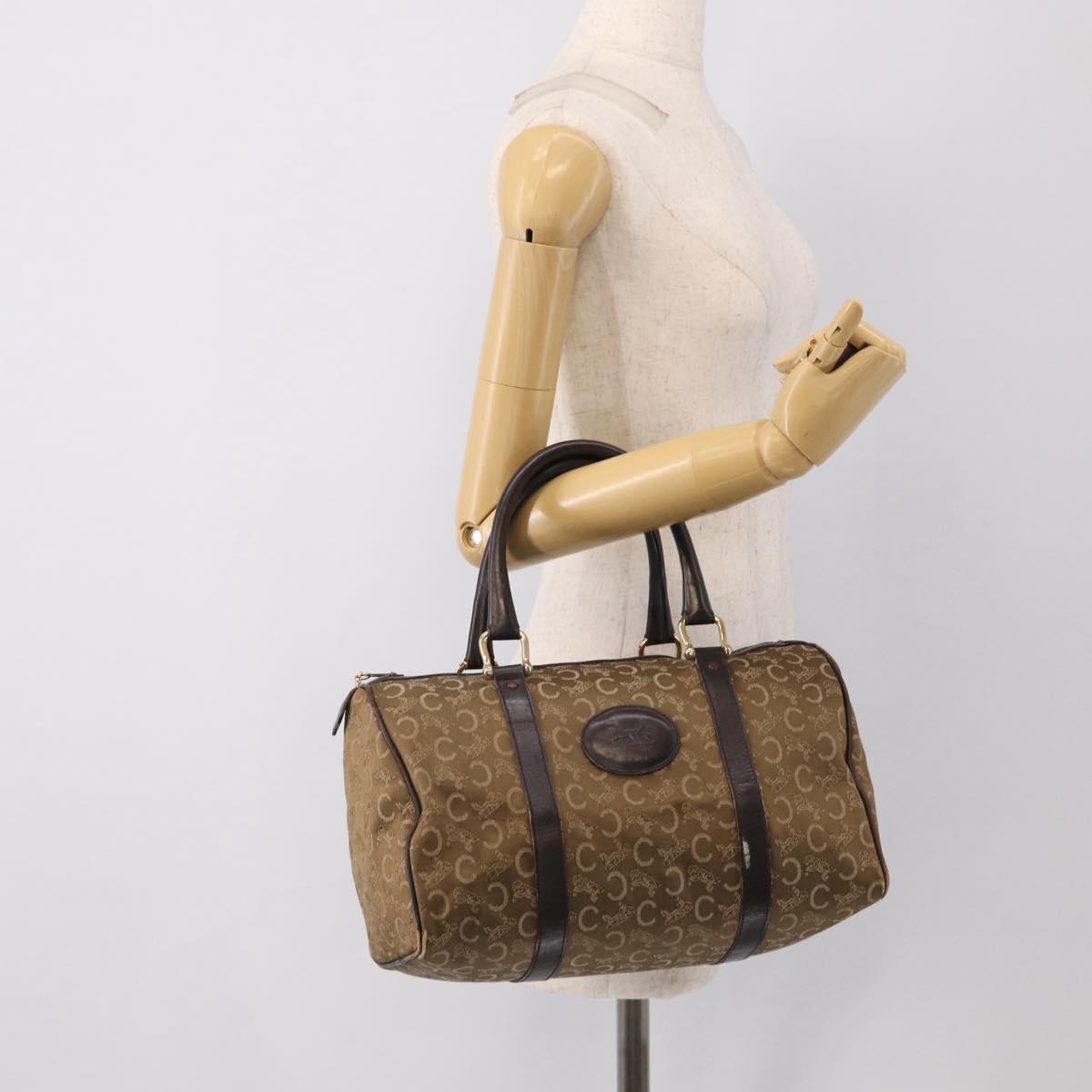 CELINE C Sulky Hand Bag Canvas Brown Gold Auth 213024