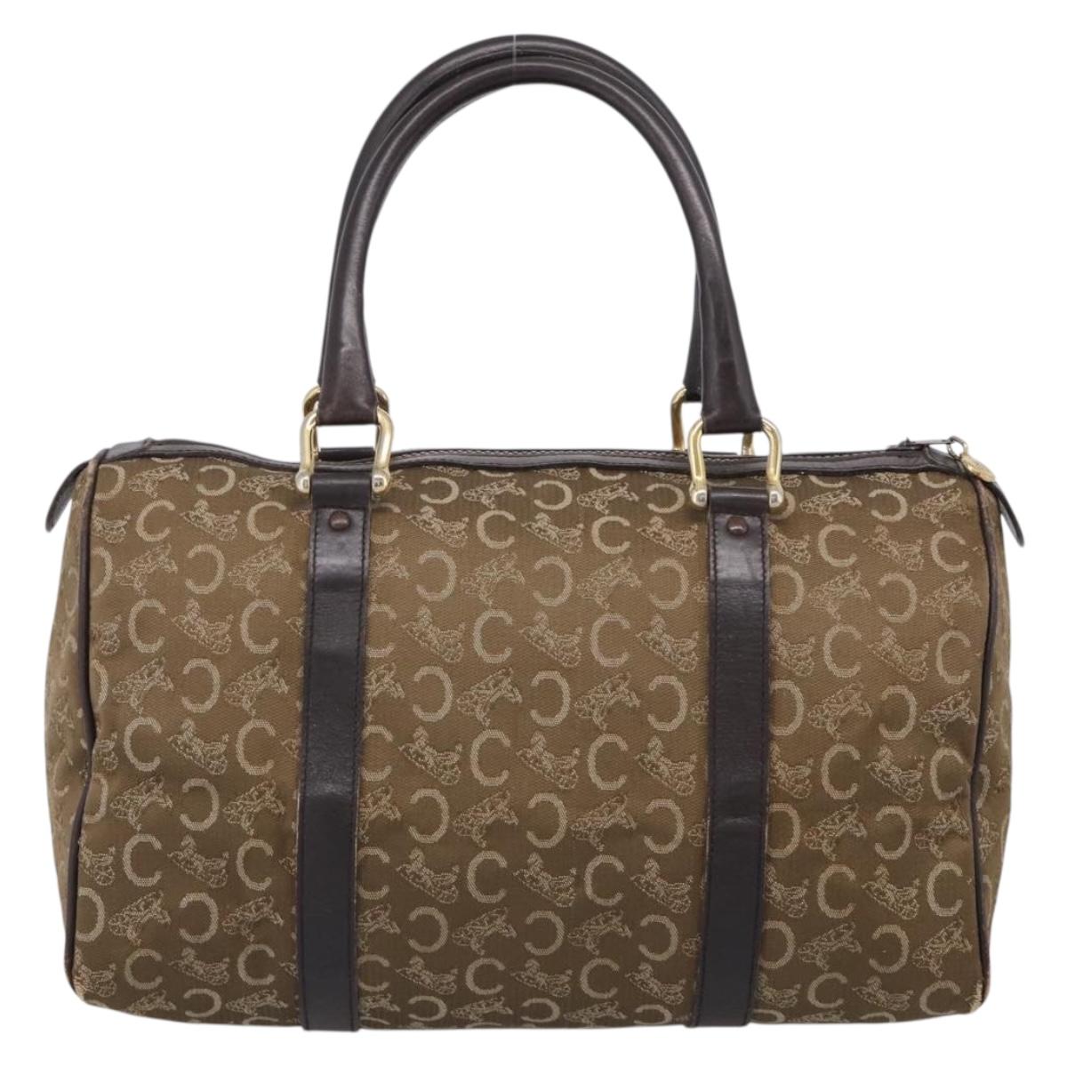 CELINE C Sulky Hand Bag Canvas Brown Gold Auth 213024