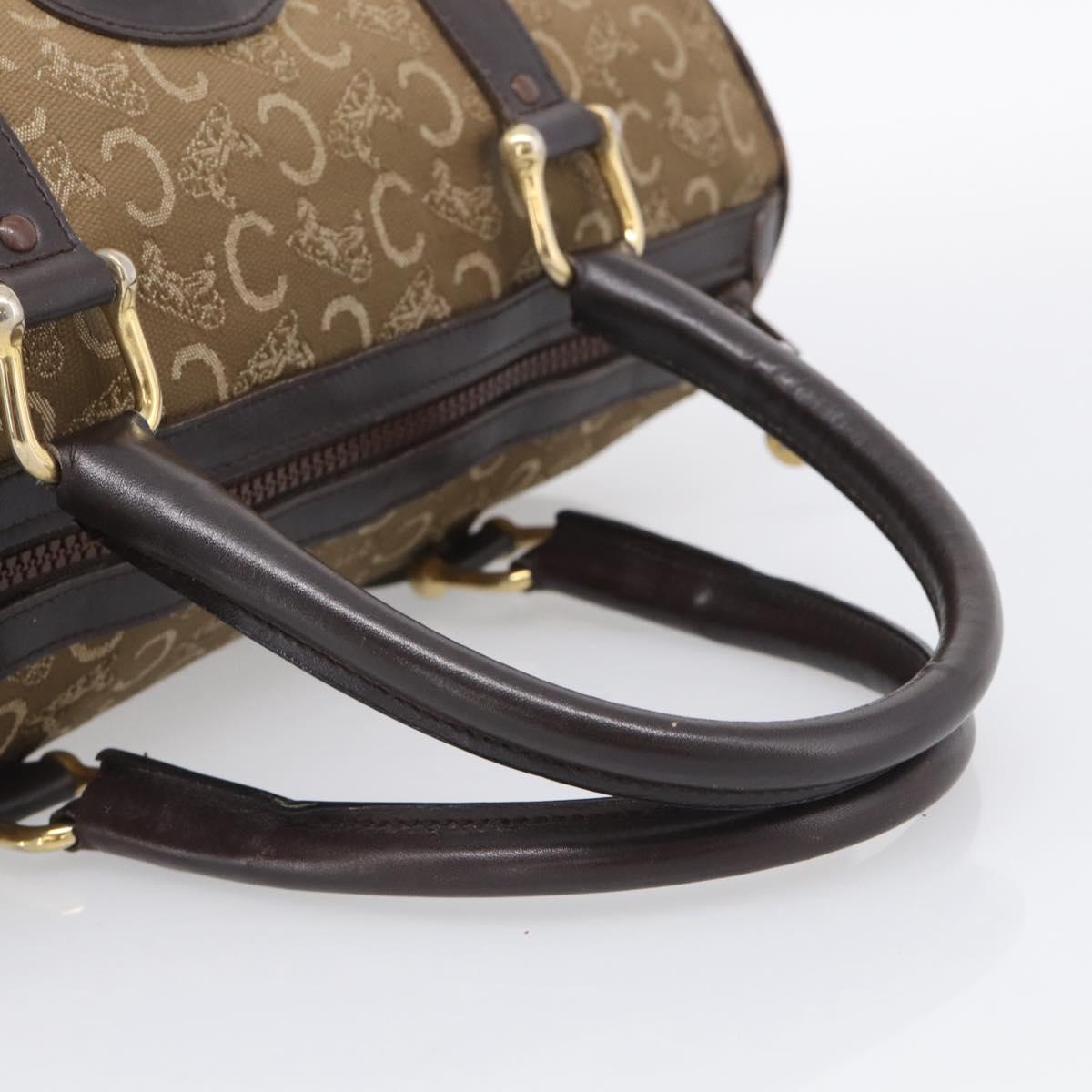 CELINE C Sulky Hand Bag Canvas Brown Gold Auth 213024