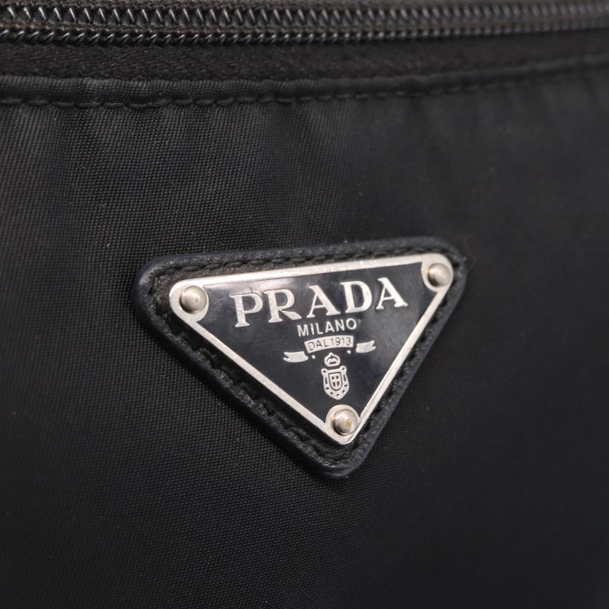 PRADA Shoulder Bag Nylon Black Silver Auth 213029