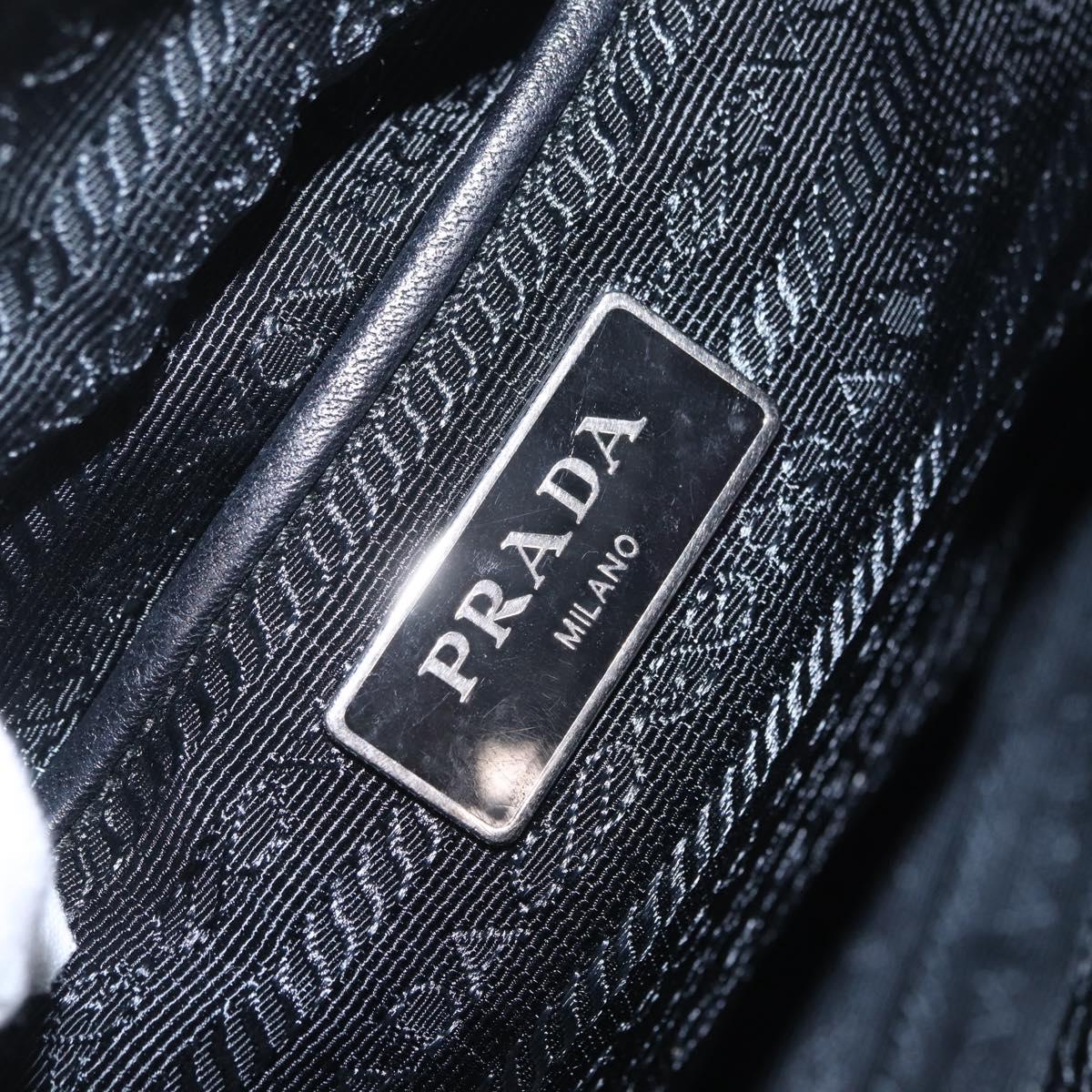 PRADA Shoulder Bag Nylon Black Silver Auth 213029