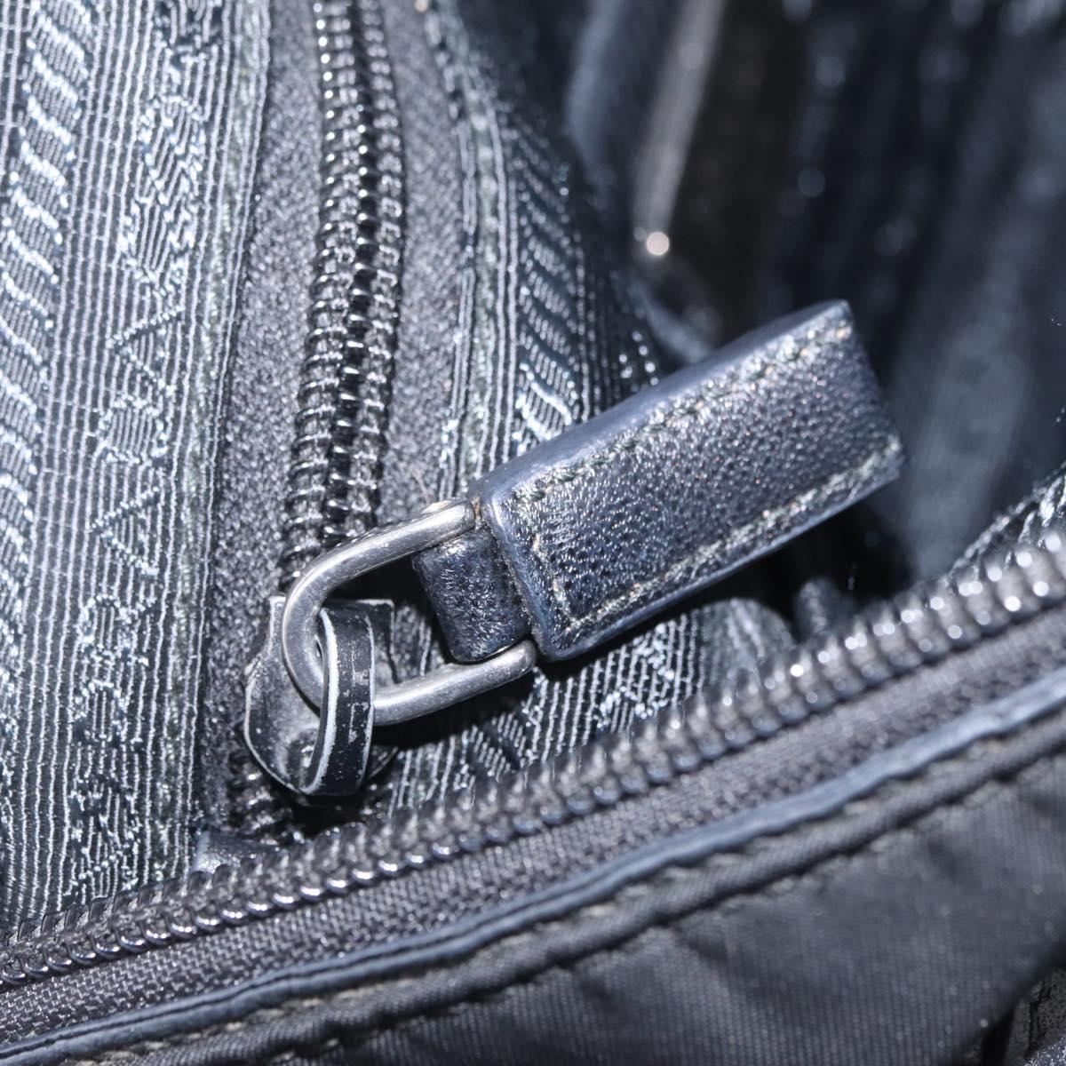 PRADA Shoulder Bag Nylon Black Silver Auth 213029