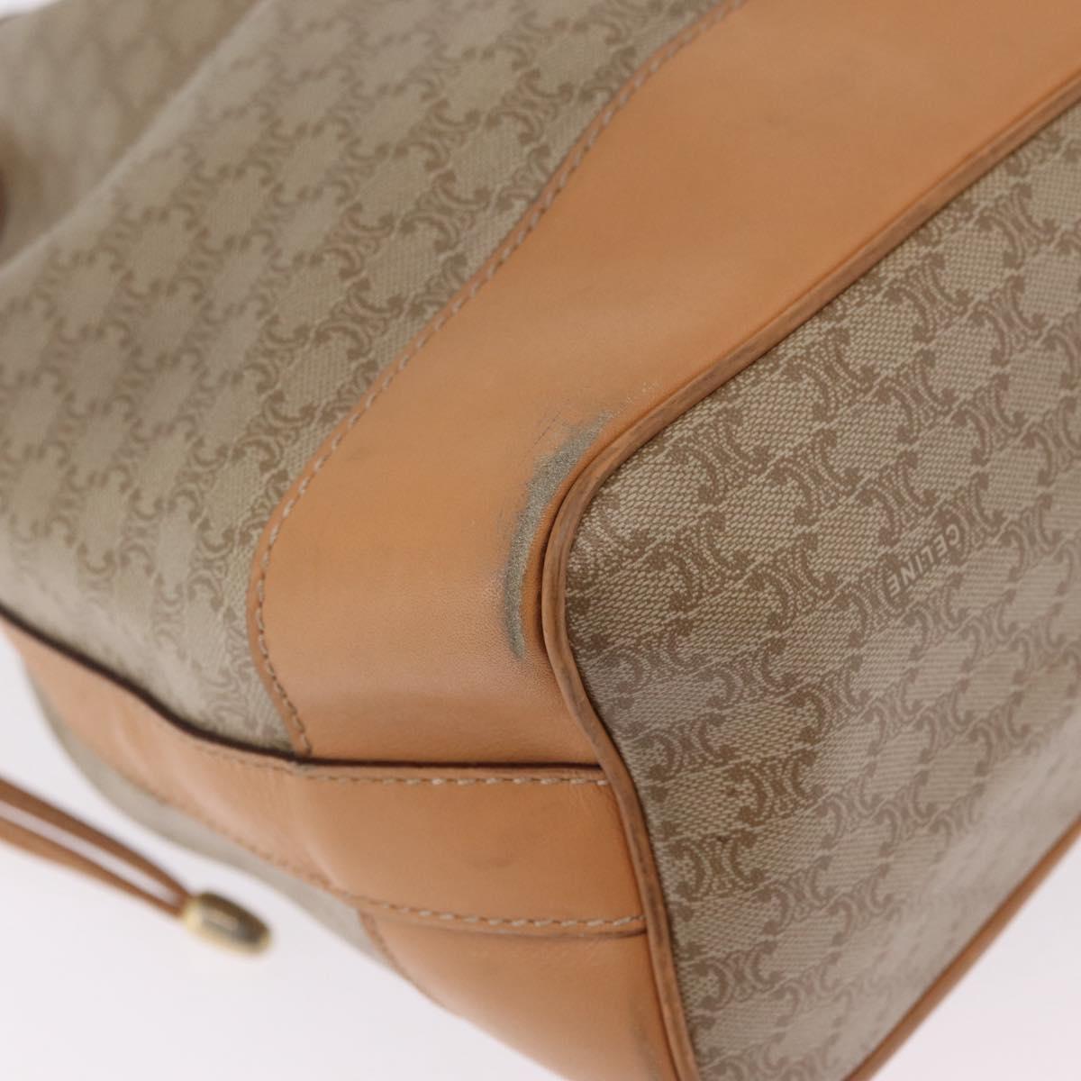 CELINE Macadam Canvas Shoulder Bag PVC Beige Gold Auth 213030