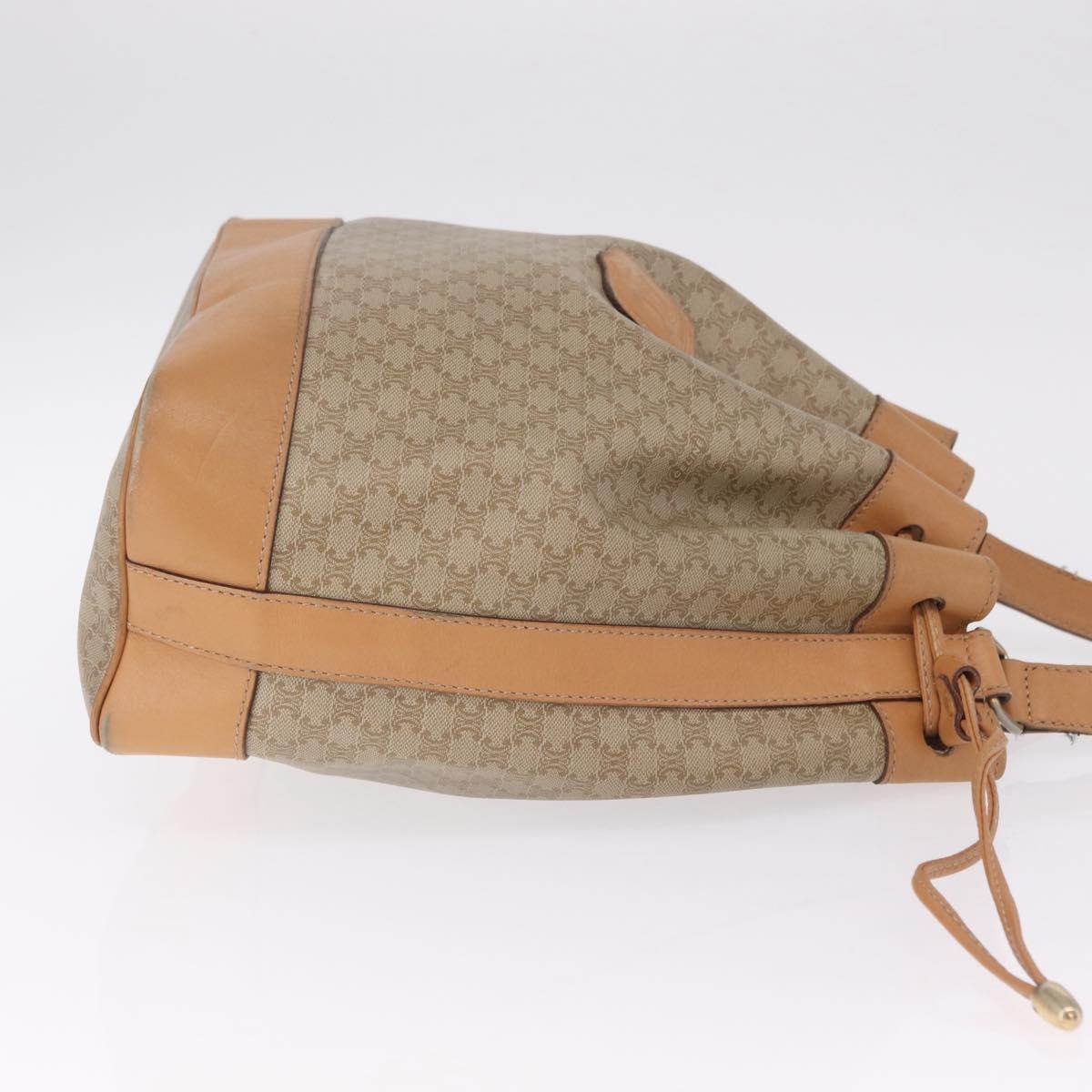 CELINE Macadam Canvas Shoulder Bag PVC Beige Gold Auth 213030