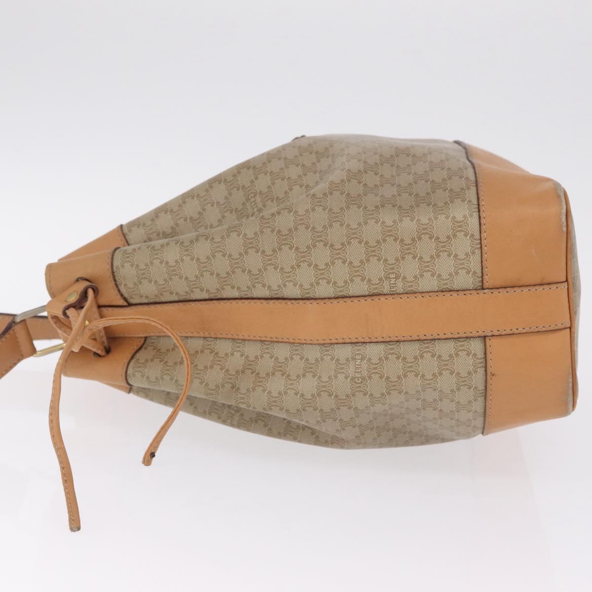 CELINE Macadam Canvas Shoulder Bag PVC Beige Gold Auth 213030