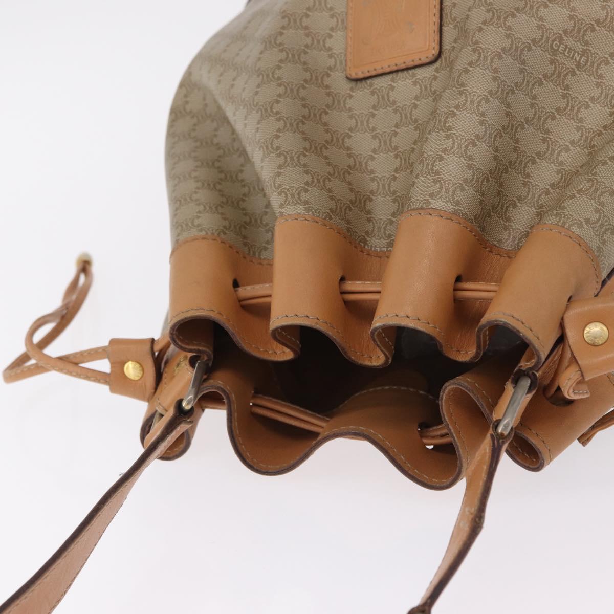 CELINE Macadam Canvas Shoulder Bag PVC Beige Gold Auth 213030