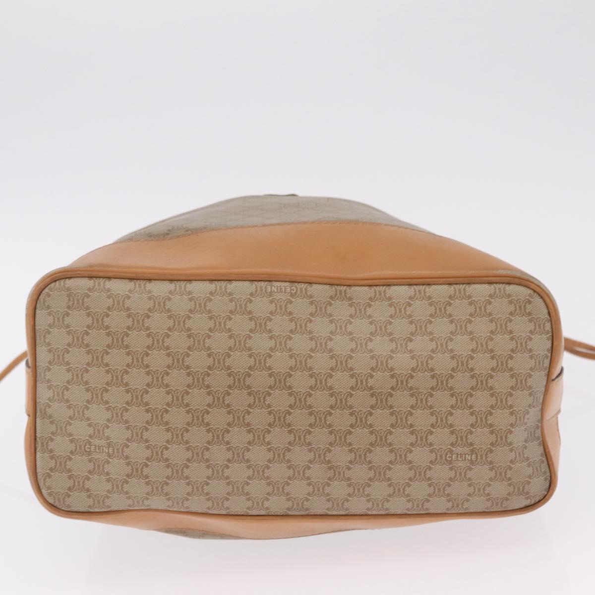 CELINE Macadam Canvas Shoulder Bag PVC Beige Gold Auth 213030