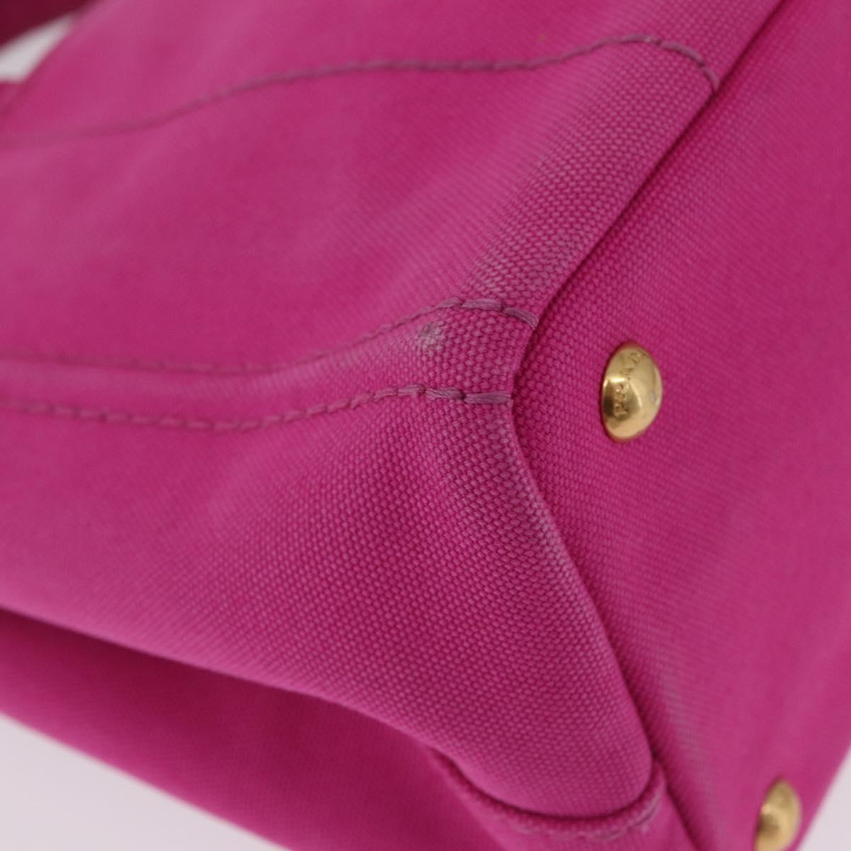 PRADA Canapa PM Hand Bag Canvas Pink Gold Auth 213032A