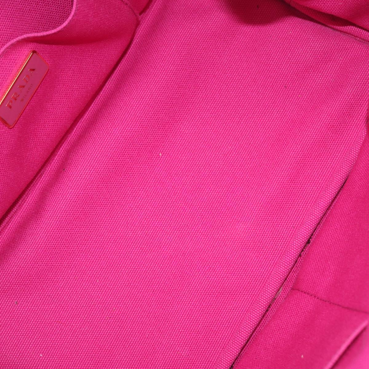 PRADA Canapa PM Hand Bag Canvas Pink Gold Auth 213032A