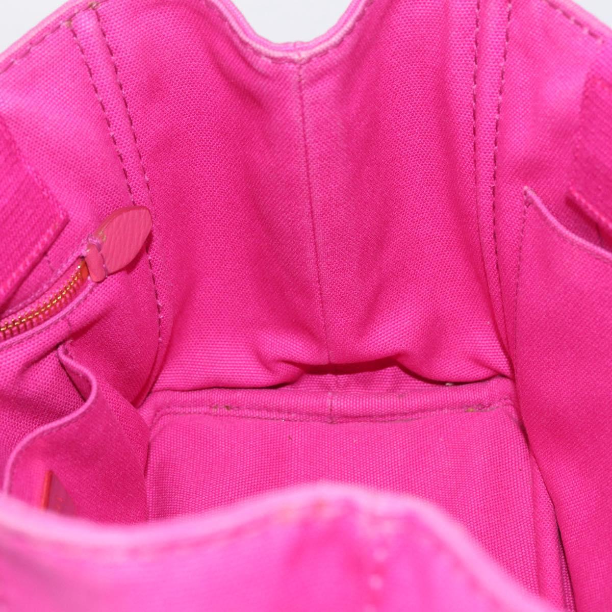 PRADA Canapa PM Hand Bag Canvas Pink Gold Auth 213032A