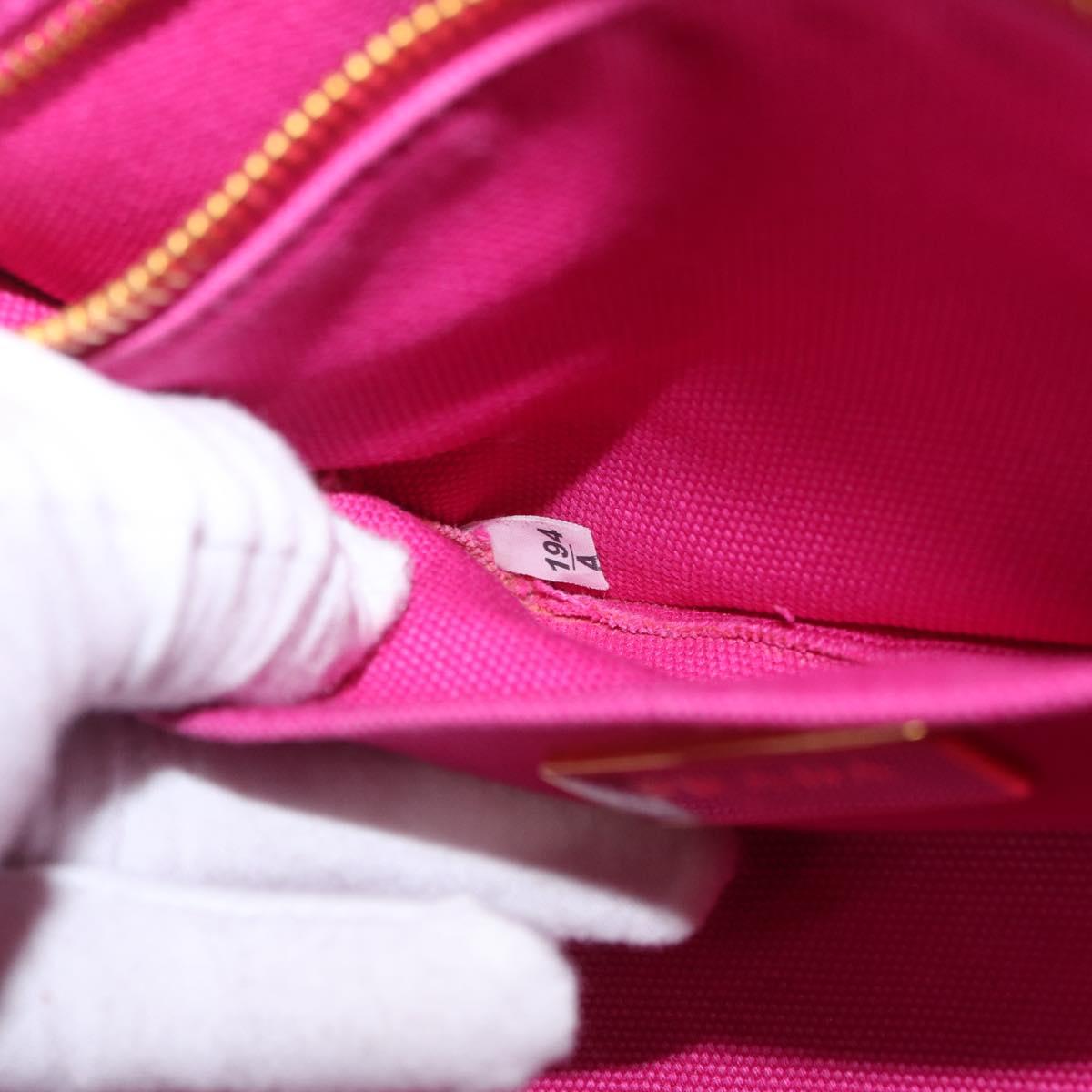 PRADA Canapa PM Hand Bag Canvas Pink Gold Auth 213032A