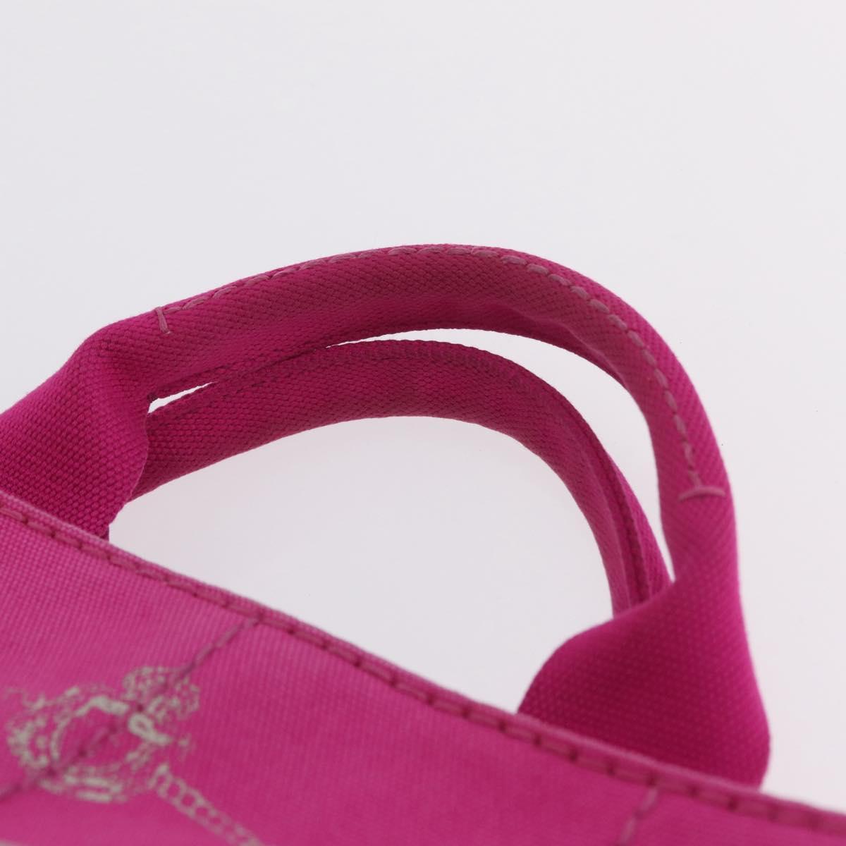 PRADA Canapa PM Hand Bag Canvas Pink Gold Auth 213032A