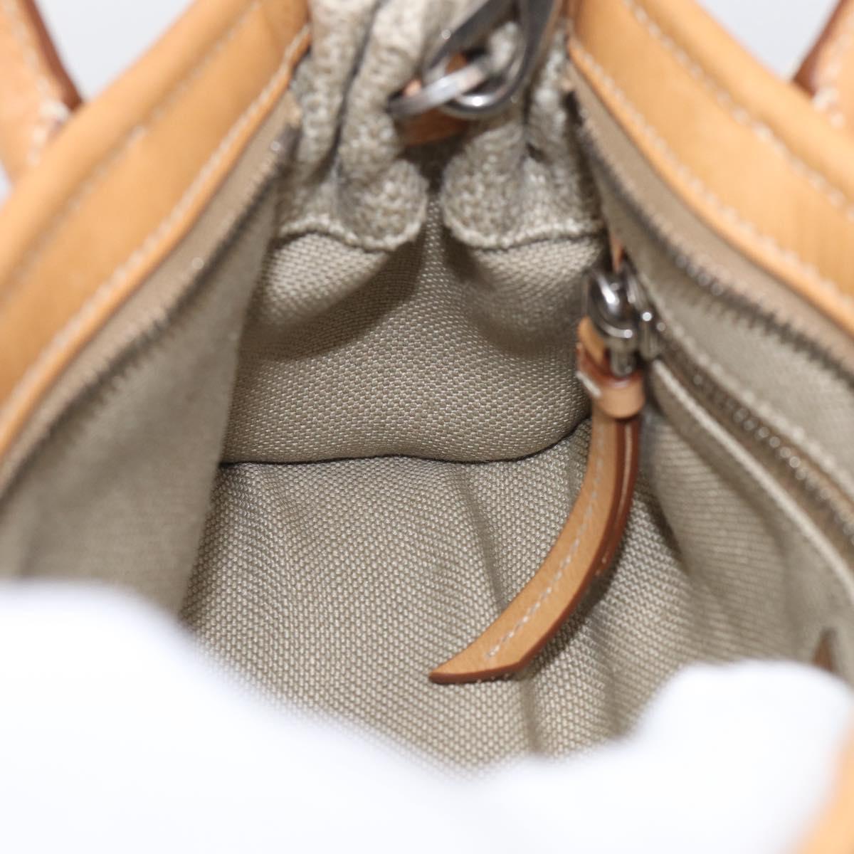 PRADA Bonnie Small Hand Bag Leather Linen 2way Beige Silver Auth 213036M