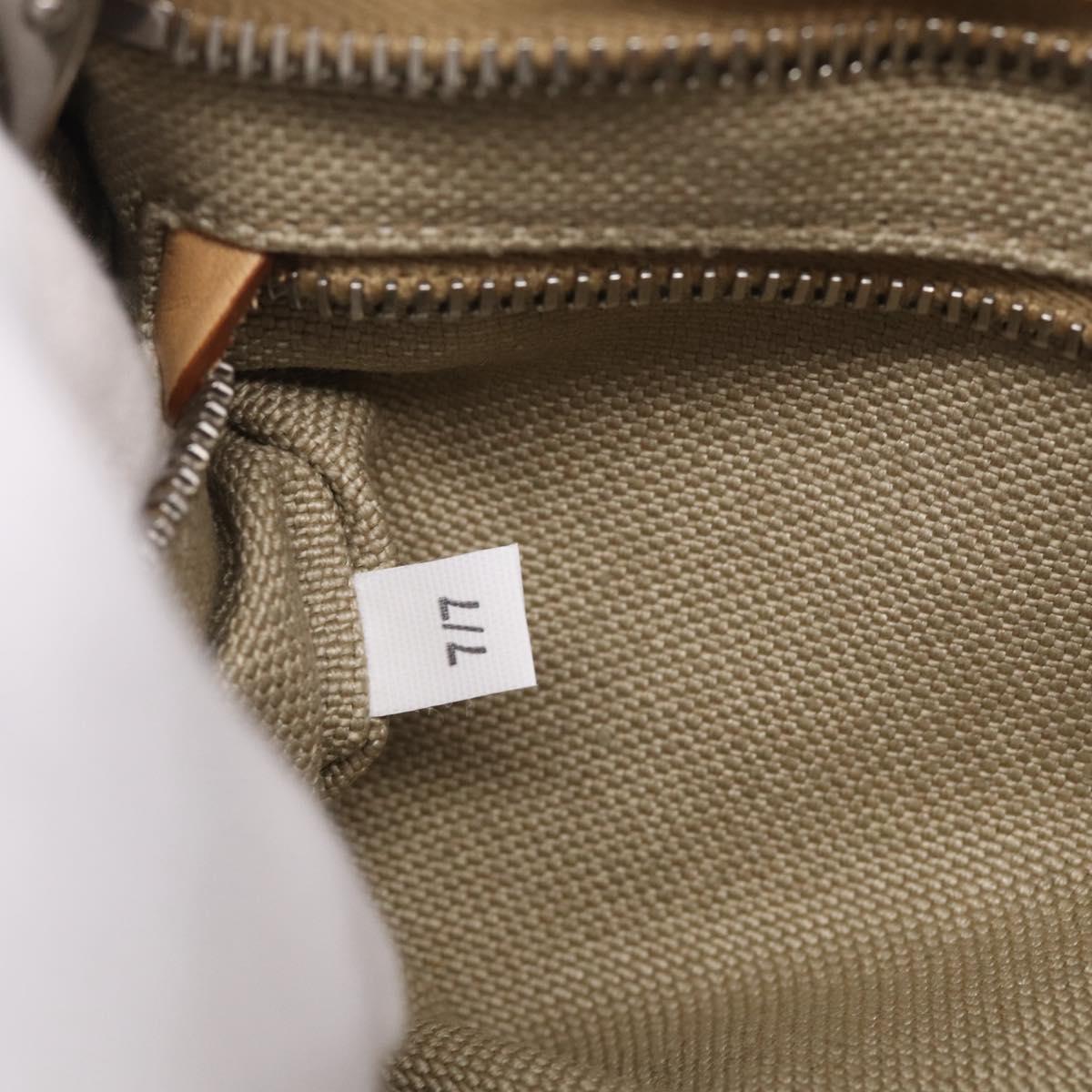 PRADA Bonnie Small Hand Bag Leather Linen 2way Beige Silver Auth 213036M