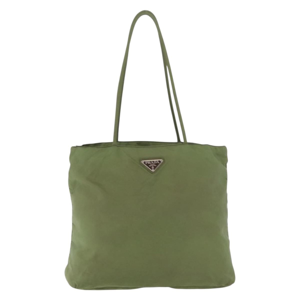 PRADA Tote Bag Nylon Green Auth 213037