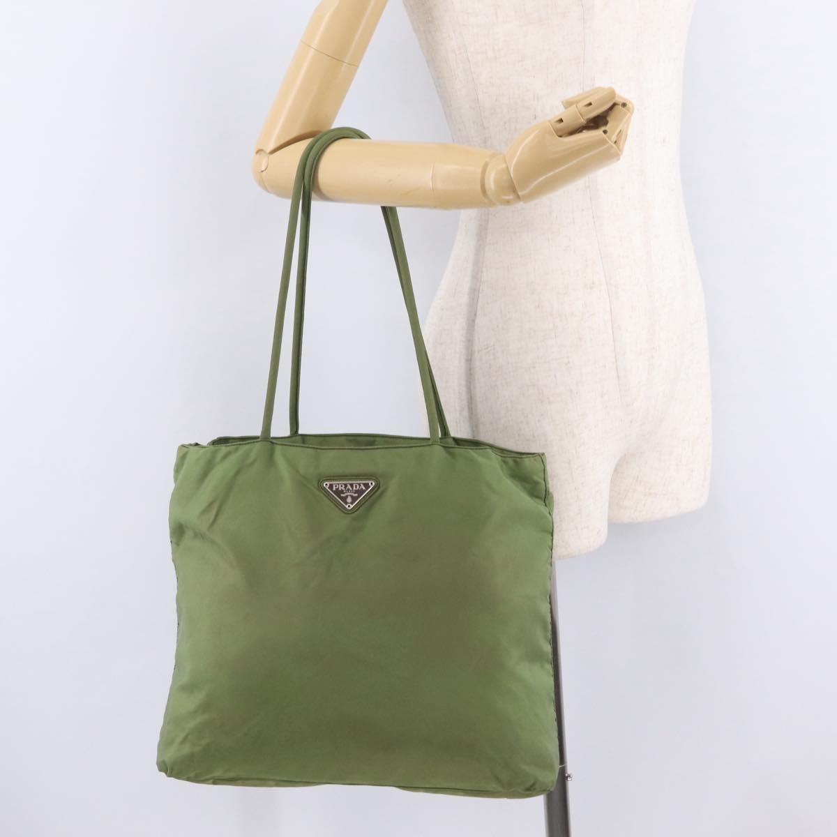 PRADA Tote Bag Nylon Green Auth 213037