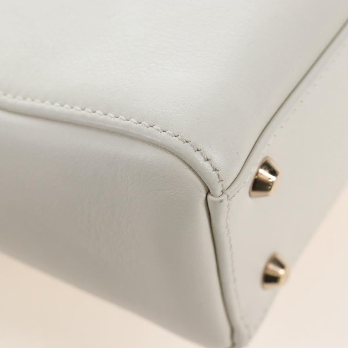 Christian Dior Lady Dior Dioramar Bag Calf Skin 2way White Gold Auth 213042M