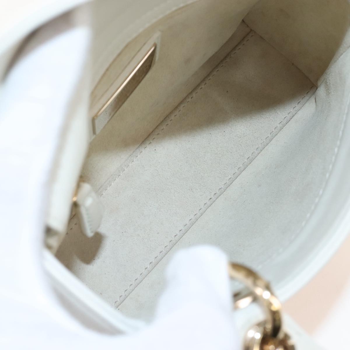 Christian Dior Lady Dior Dioramar Bag Calf Skin 2way White Gold Auth 213042M