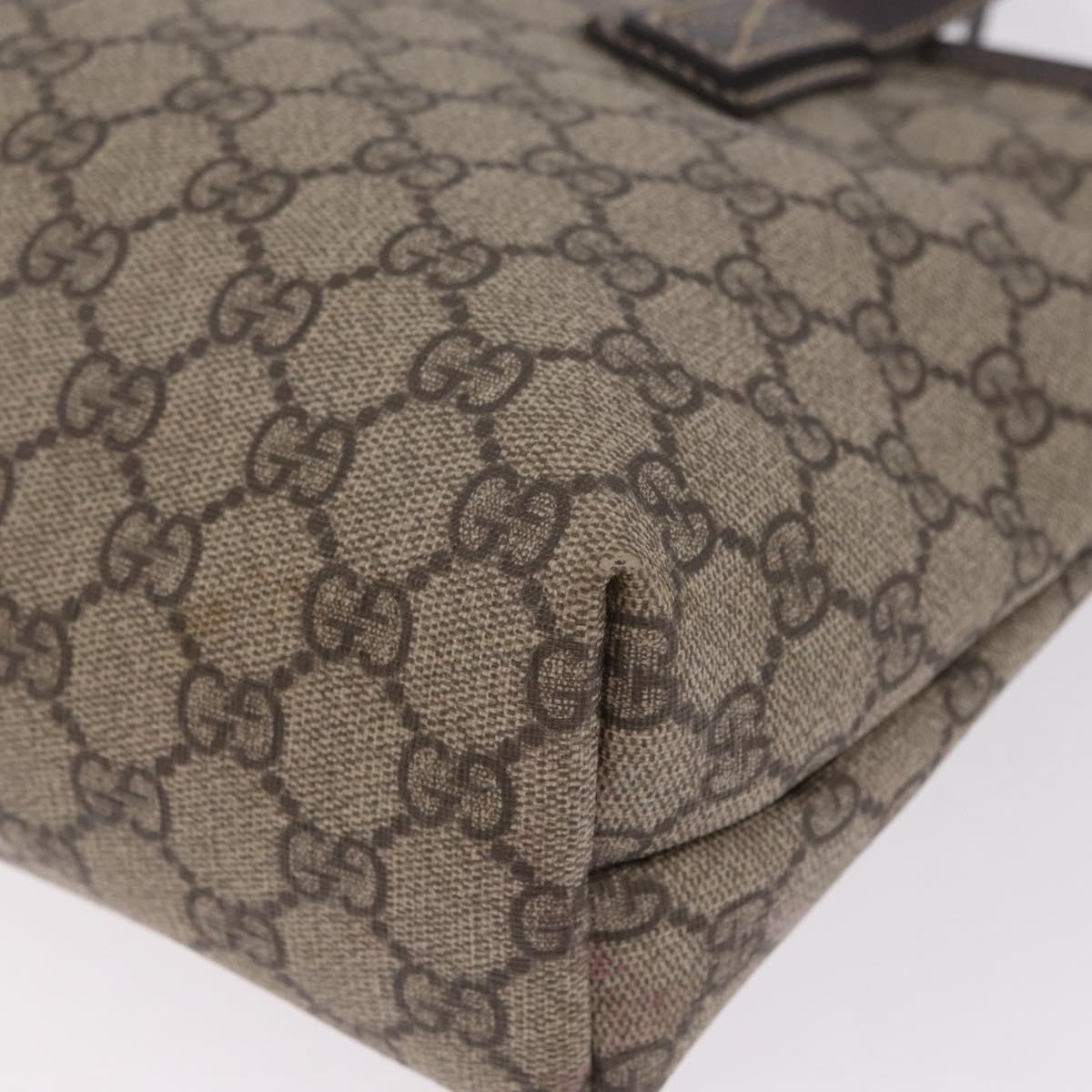 GUCCI GG Supreme Tote Bag PVC Beige Silver 211138 Auth 213046
