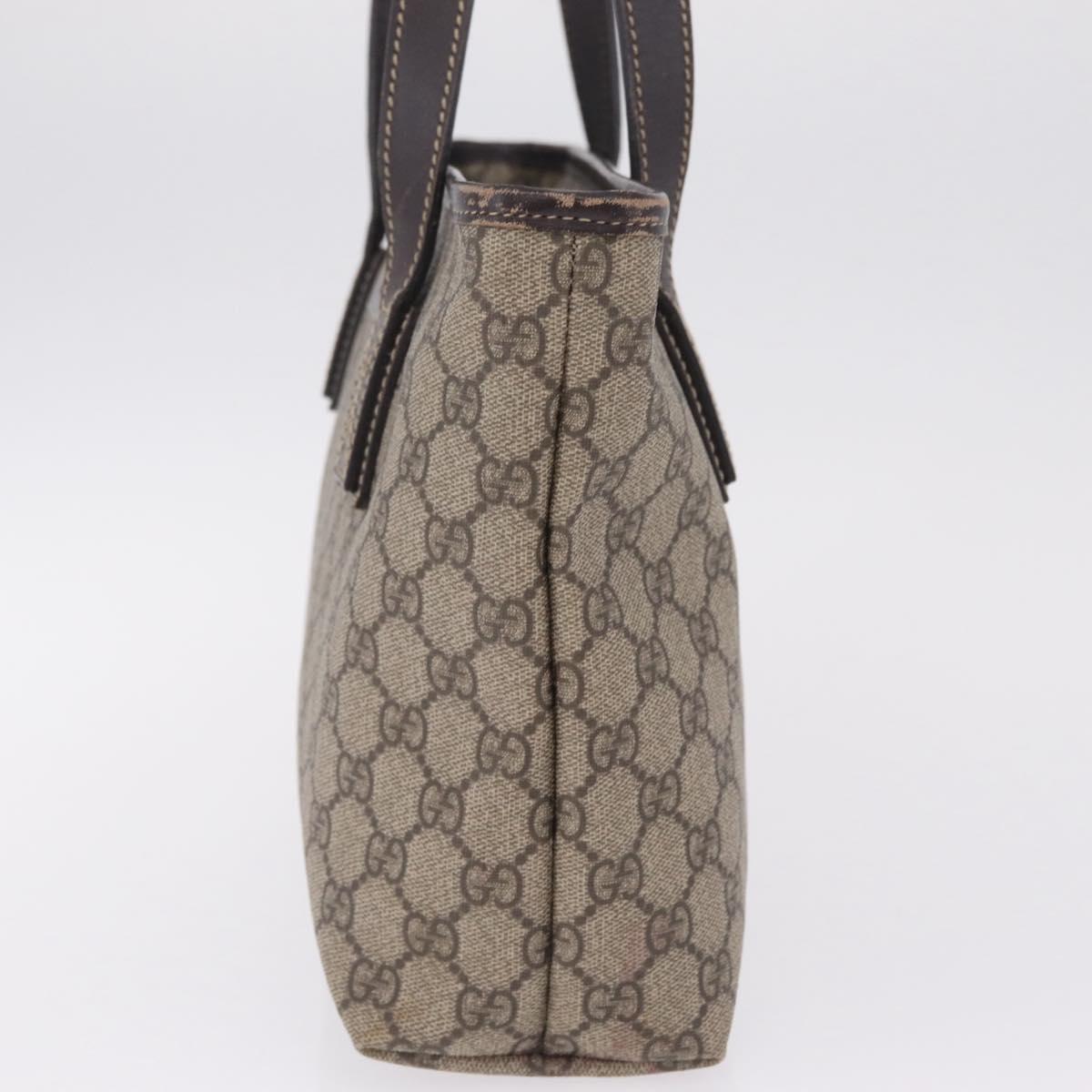 GUCCI GG Supreme Tote Bag PVC Beige Silver 211138 Auth 213046