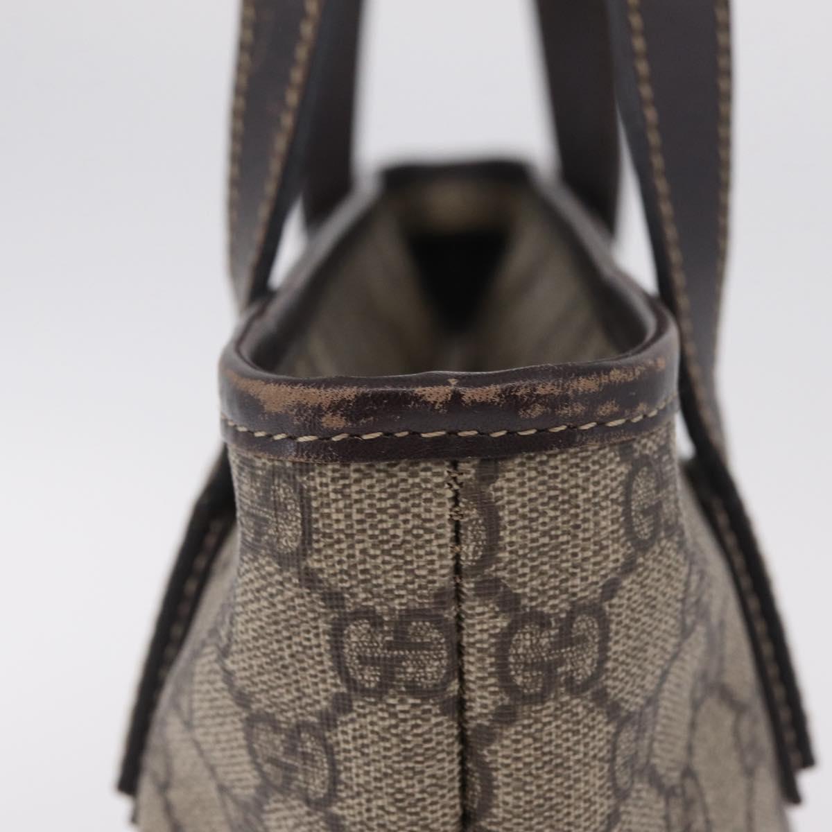 GUCCI GG Supreme Tote Bag PVC Beige Silver 211138 Auth 213046