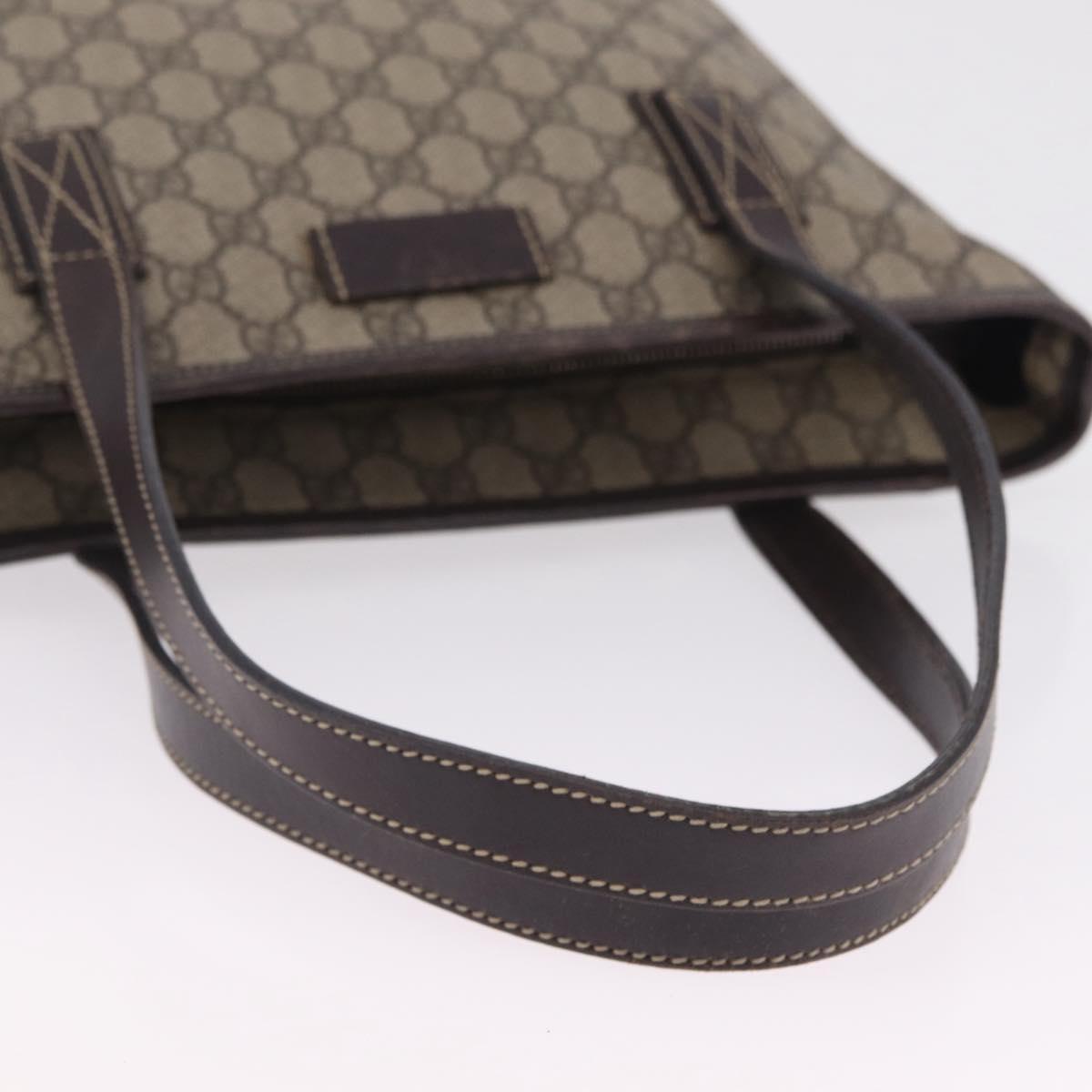 GUCCI GG Supreme Tote Bag PVC Beige Silver 211138 Auth 213046