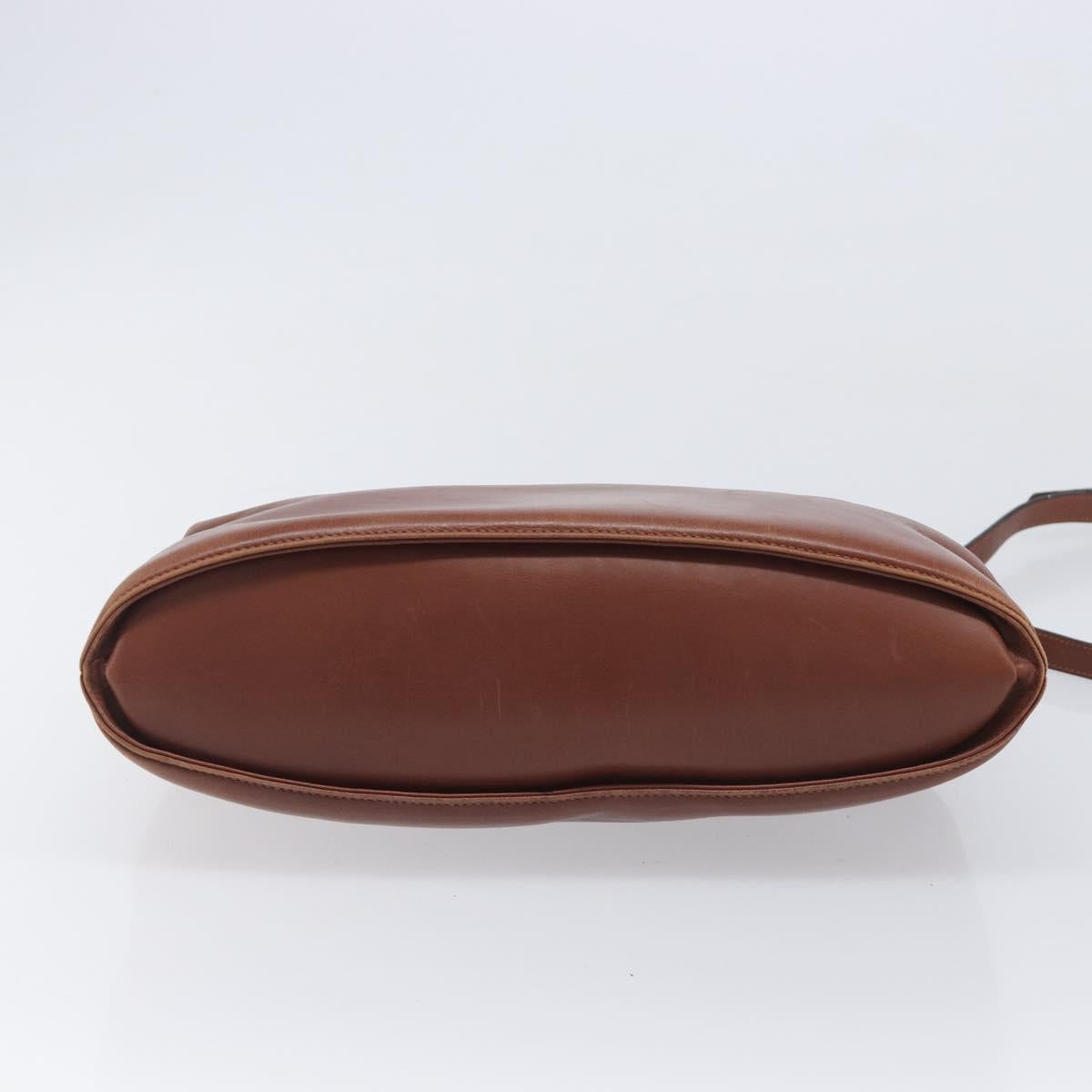 Salvatore Ferragamo Gancini Hand Bag Leather 2way Brown Gold Auth 213049