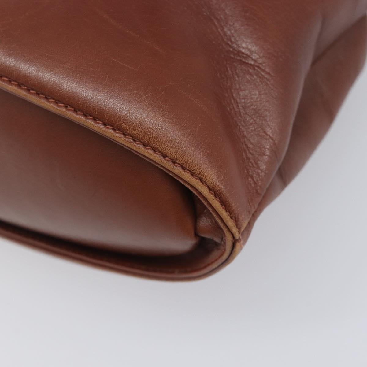 Salvatore Ferragamo Gancini Hand Bag Leather 2way Brown Gold Auth 213049