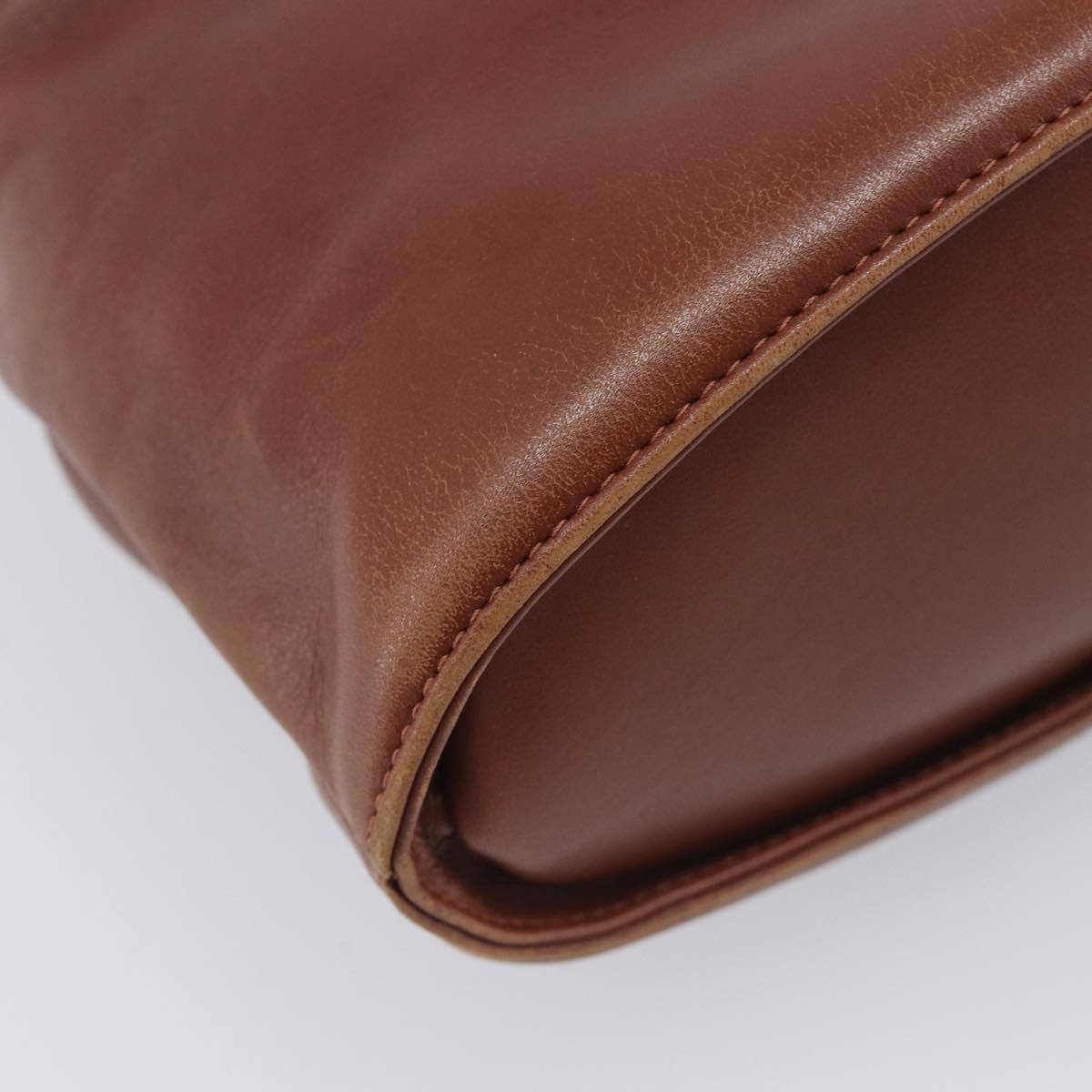 Salvatore Ferragamo Gancini Hand Bag Leather 2way Brown Gold Auth 213049
