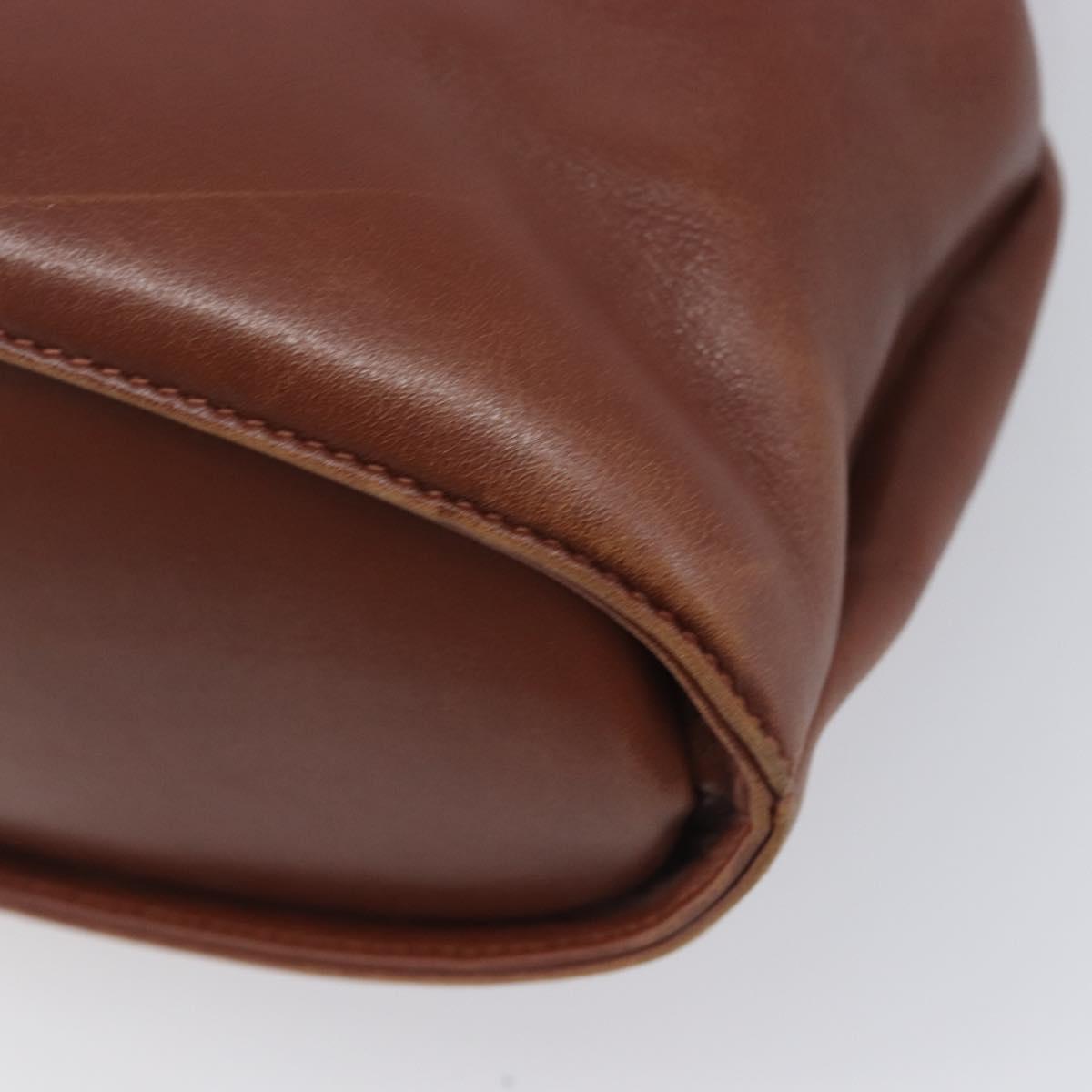Salvatore Ferragamo Gancini Hand Bag Leather 2way Brown Gold Auth 213049