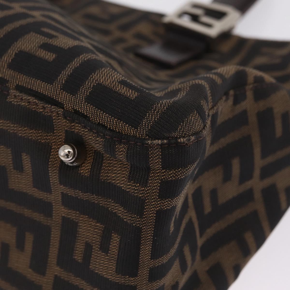 FENDI Zucca Canvas Hand Bag Black Brown Auth 213051V
