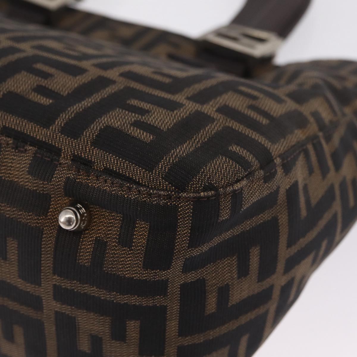 FENDI Zucca Canvas Hand Bag Black Brown Auth 213051V