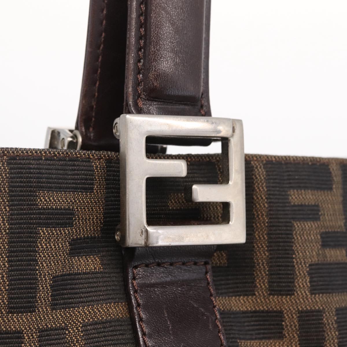 FENDI Zucca Canvas Hand Bag Black Brown Auth 213051V