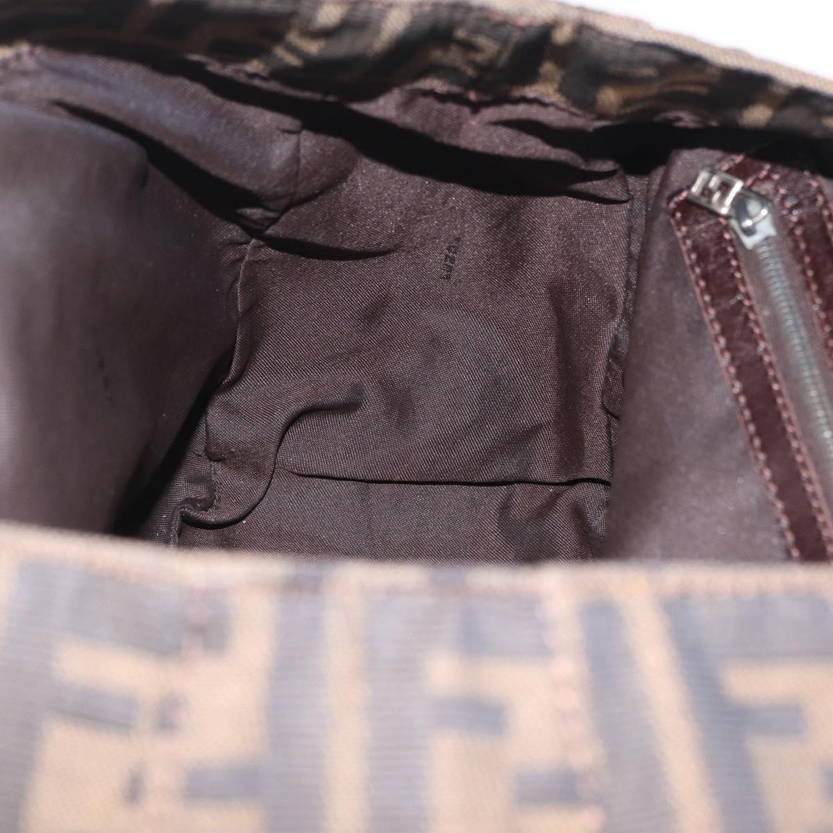 FENDI Zucca Canvas Hand Bag Black Brown Auth 213051V
