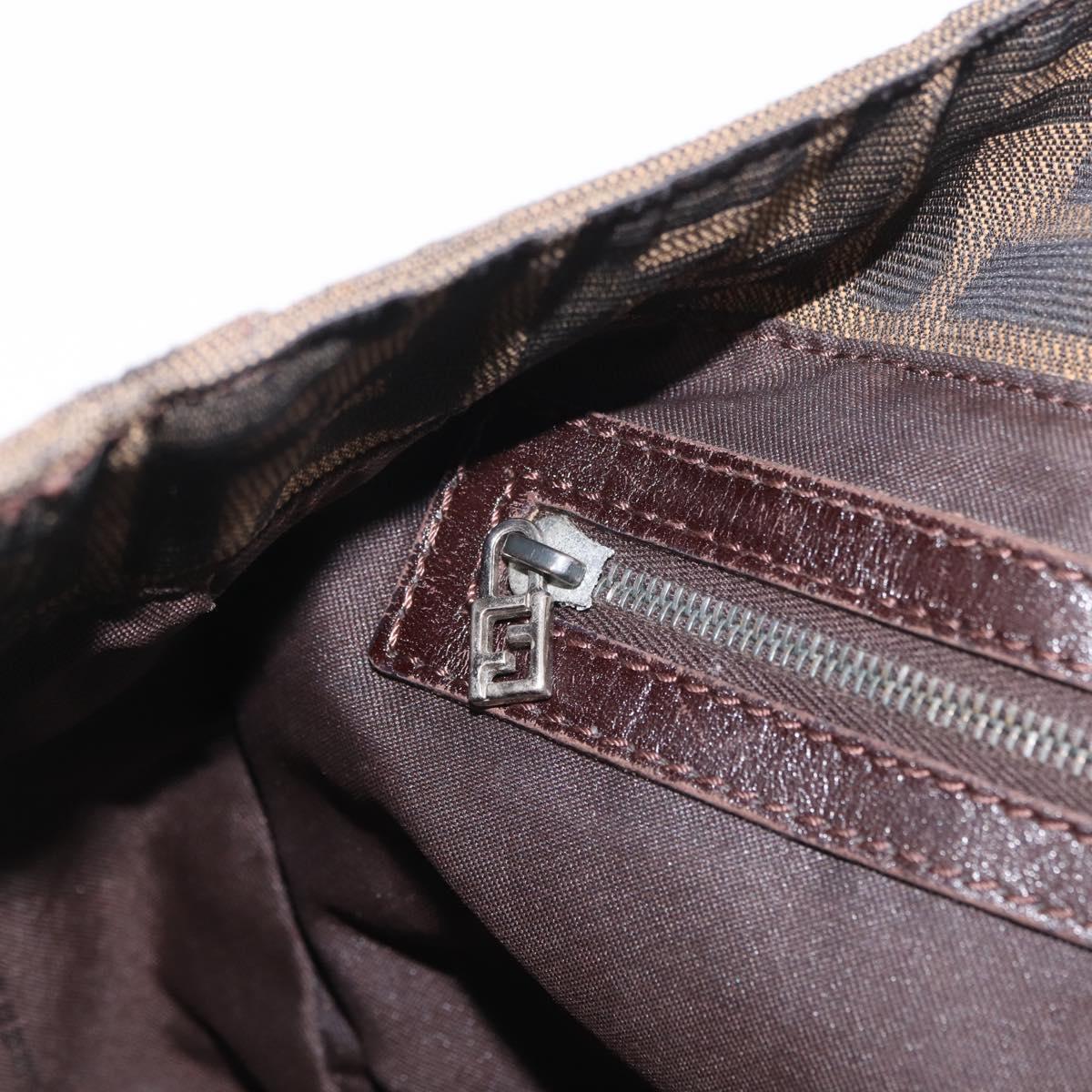 FENDI Zucca Canvas Hand Bag Black Brown Auth 213051V