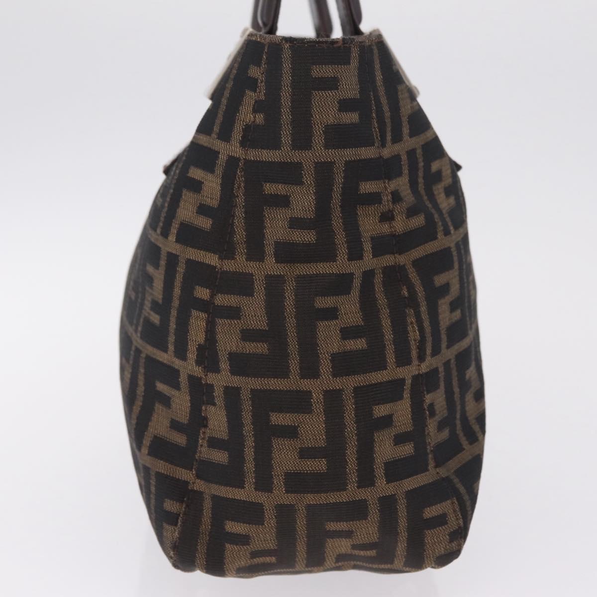 FENDI Zucca Canvas Hand Bag Black Brown Auth 213051V