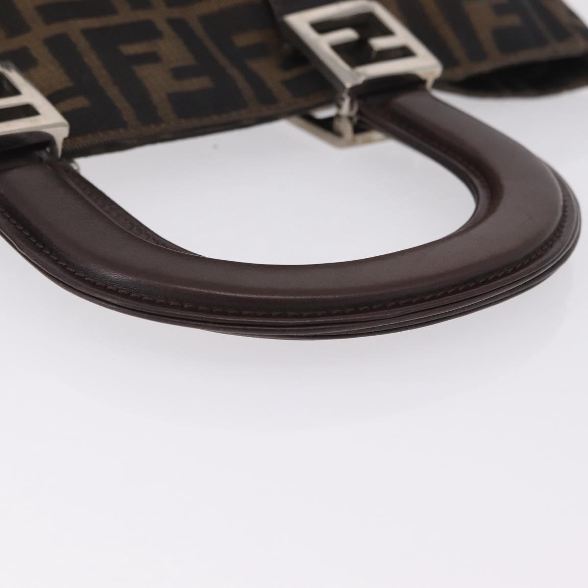 FENDI Zucca Canvas Hand Bag Black Brown Auth 213051V