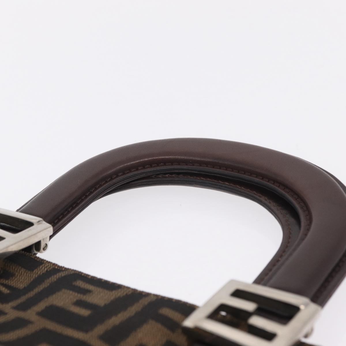 FENDI Zucca Canvas Hand Bag Black Brown Auth 213051V