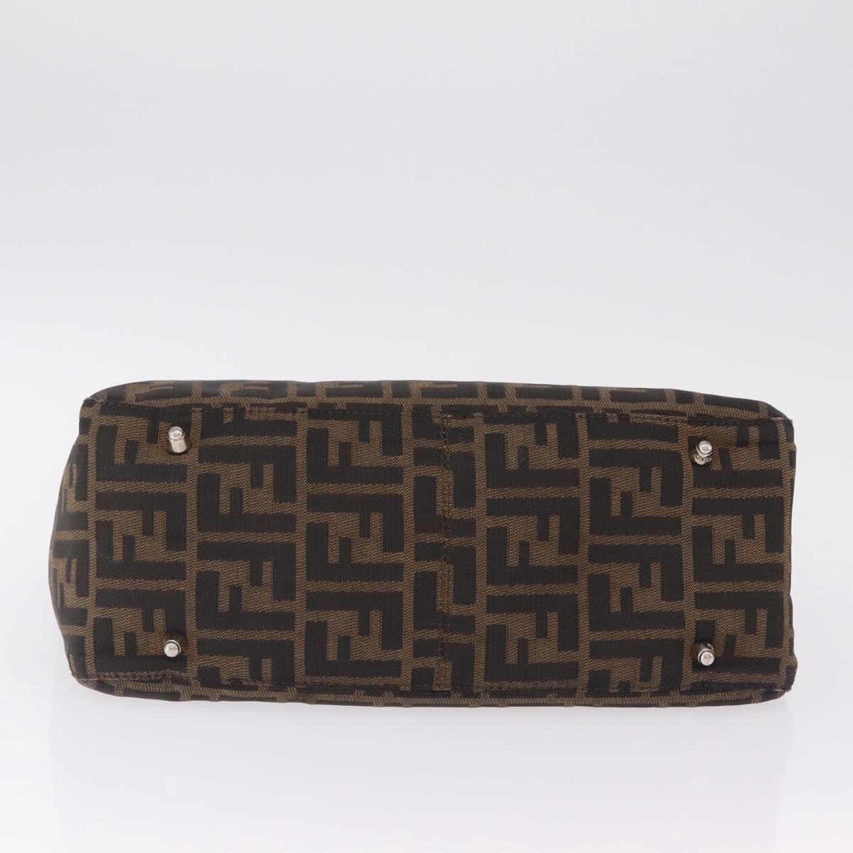 FENDI Zucca Canvas Hand Bag Black Brown Auth 213051V