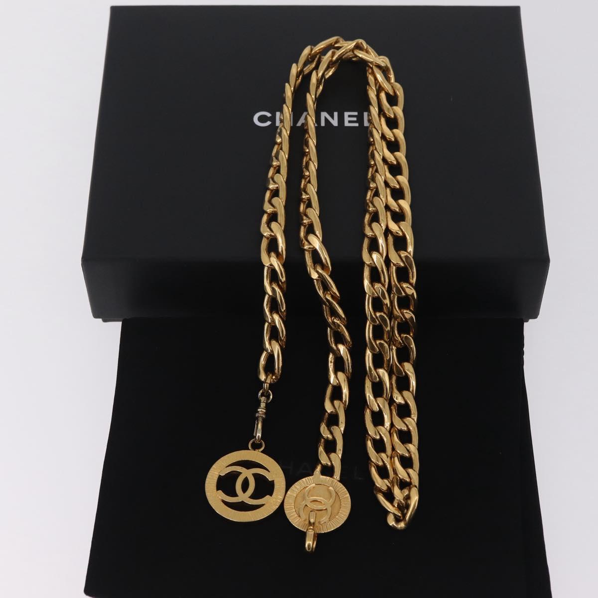 CHANEL Chain Belt metal 35.4"" Gold CC Auth 213052M