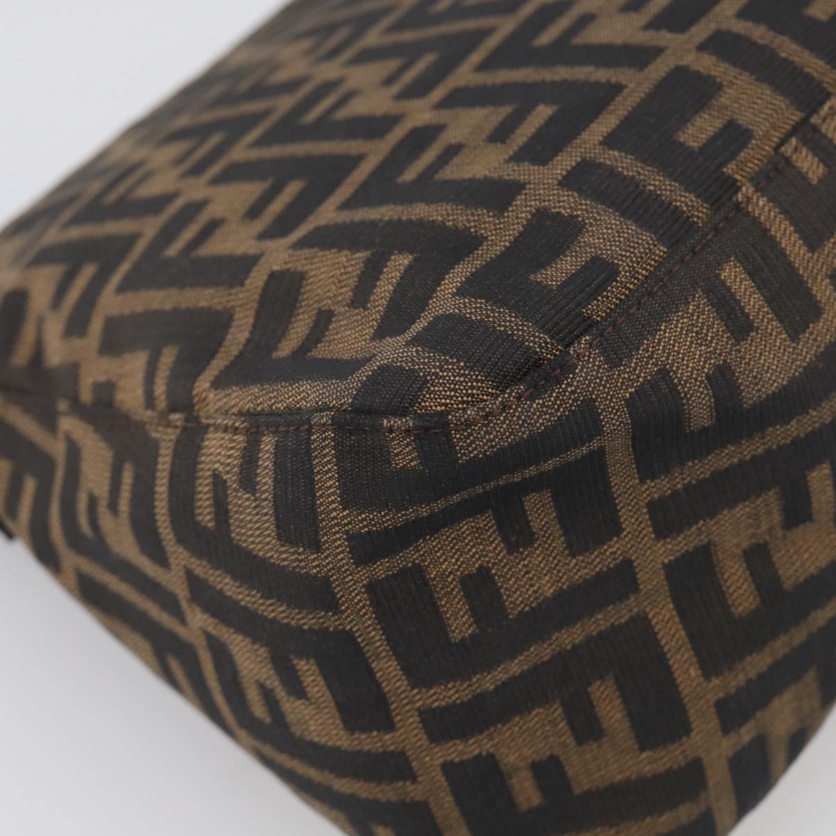 FENDI Zucca Canvas Mamma Baguette Shoulder Bag Brown Black Auth 213054V