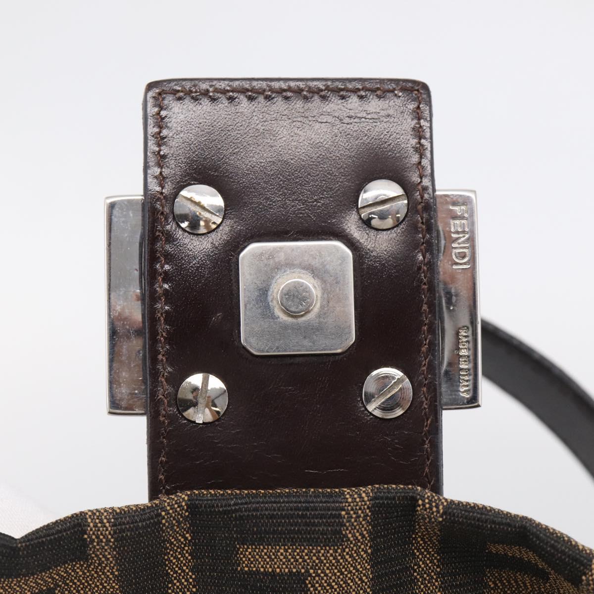 FENDI Zucca Canvas Mamma Baguette Shoulder Bag Brown Black Auth 213054V